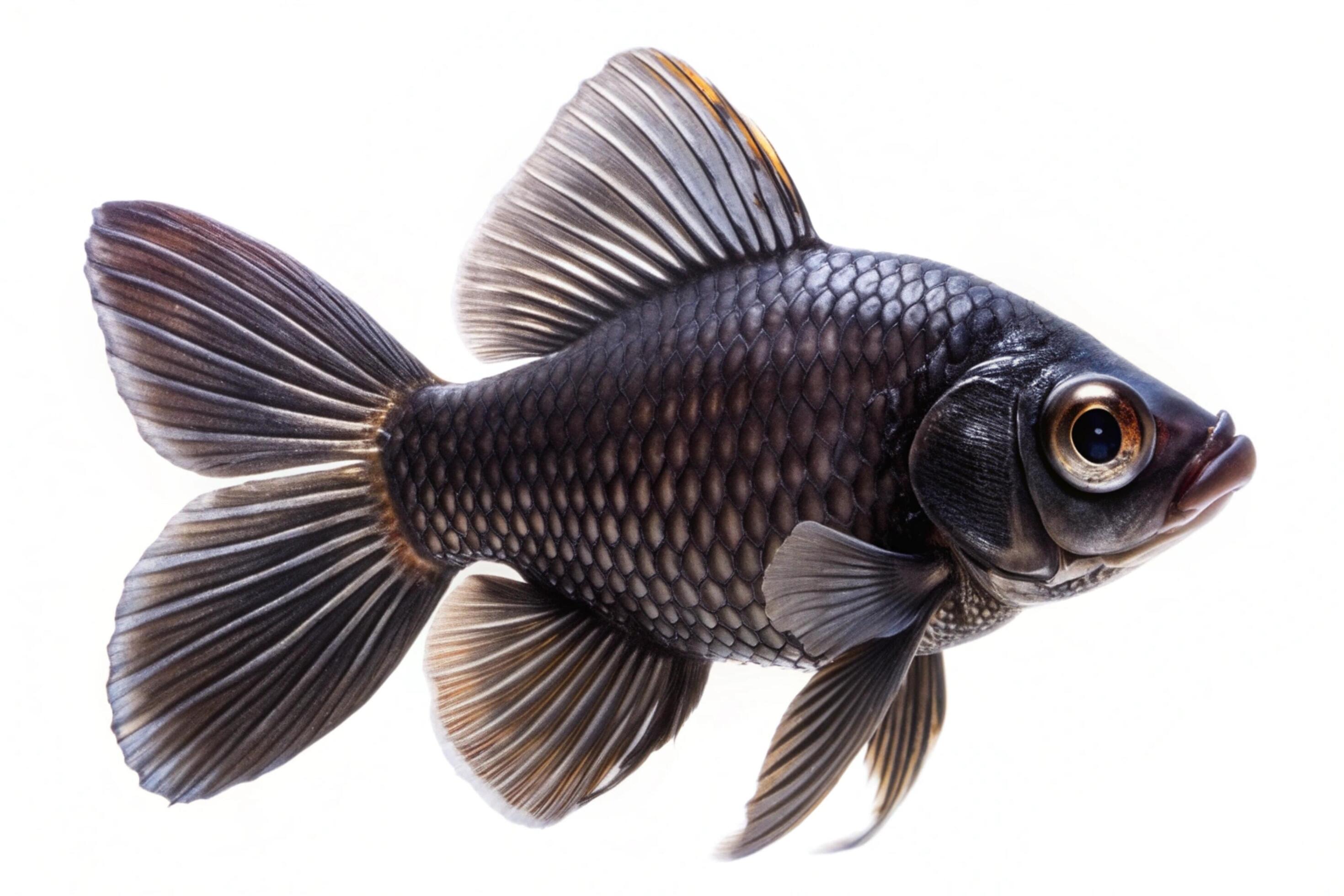 
									Black ornamental fish isolated on white background Stock Free