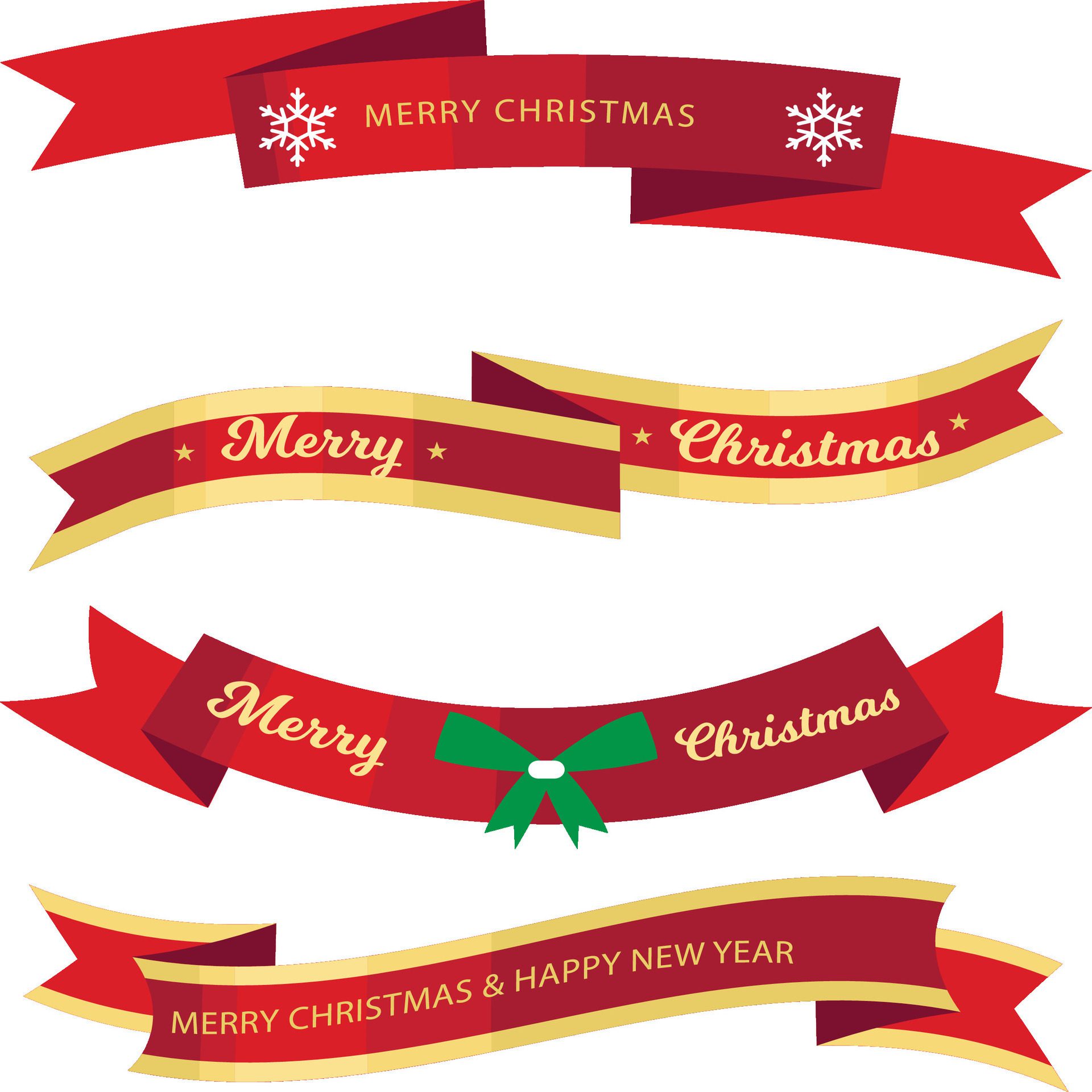 Beautiful Ribbons Banner, Tags and Bows Collection Set Design EPS Template. Free Vector