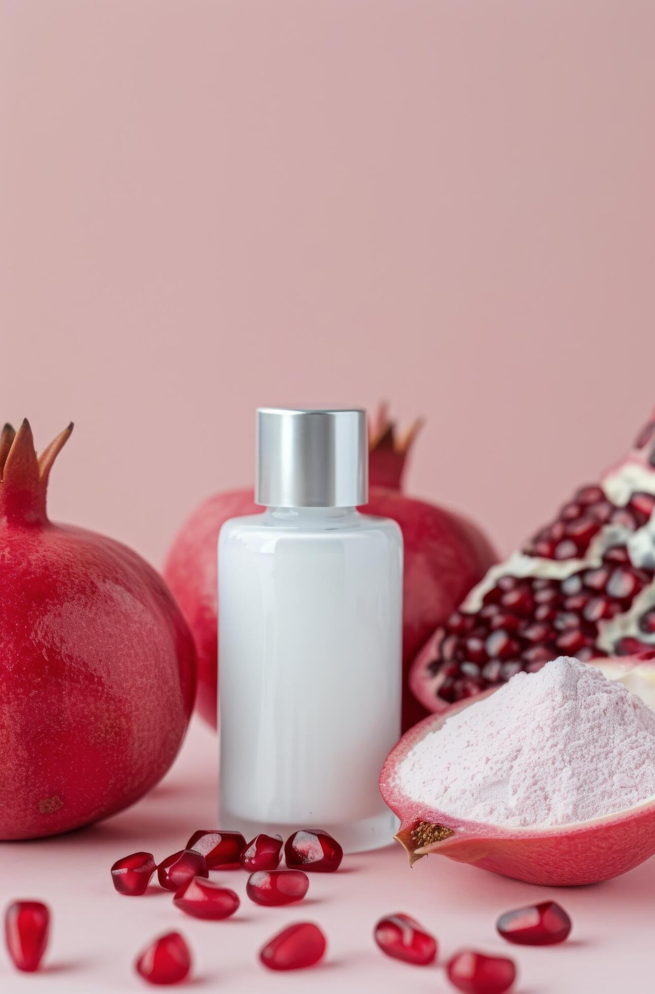 Pomegranate Skincare Products on White Background Stock Free