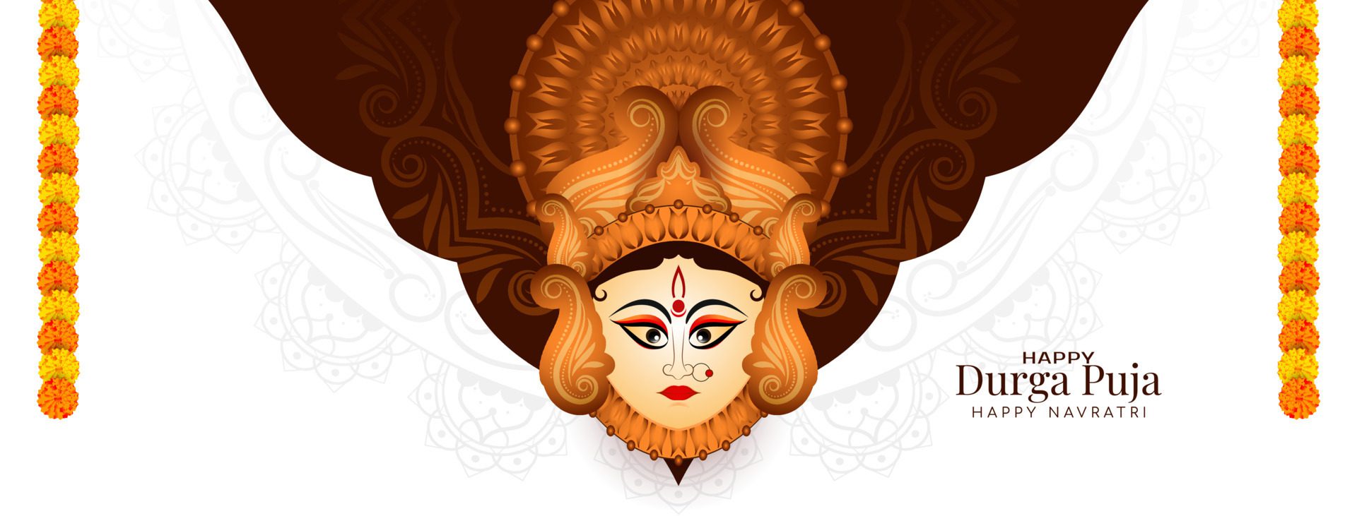 Durga Puja and Happy navratri festival stylish celebration banner design Free Vector