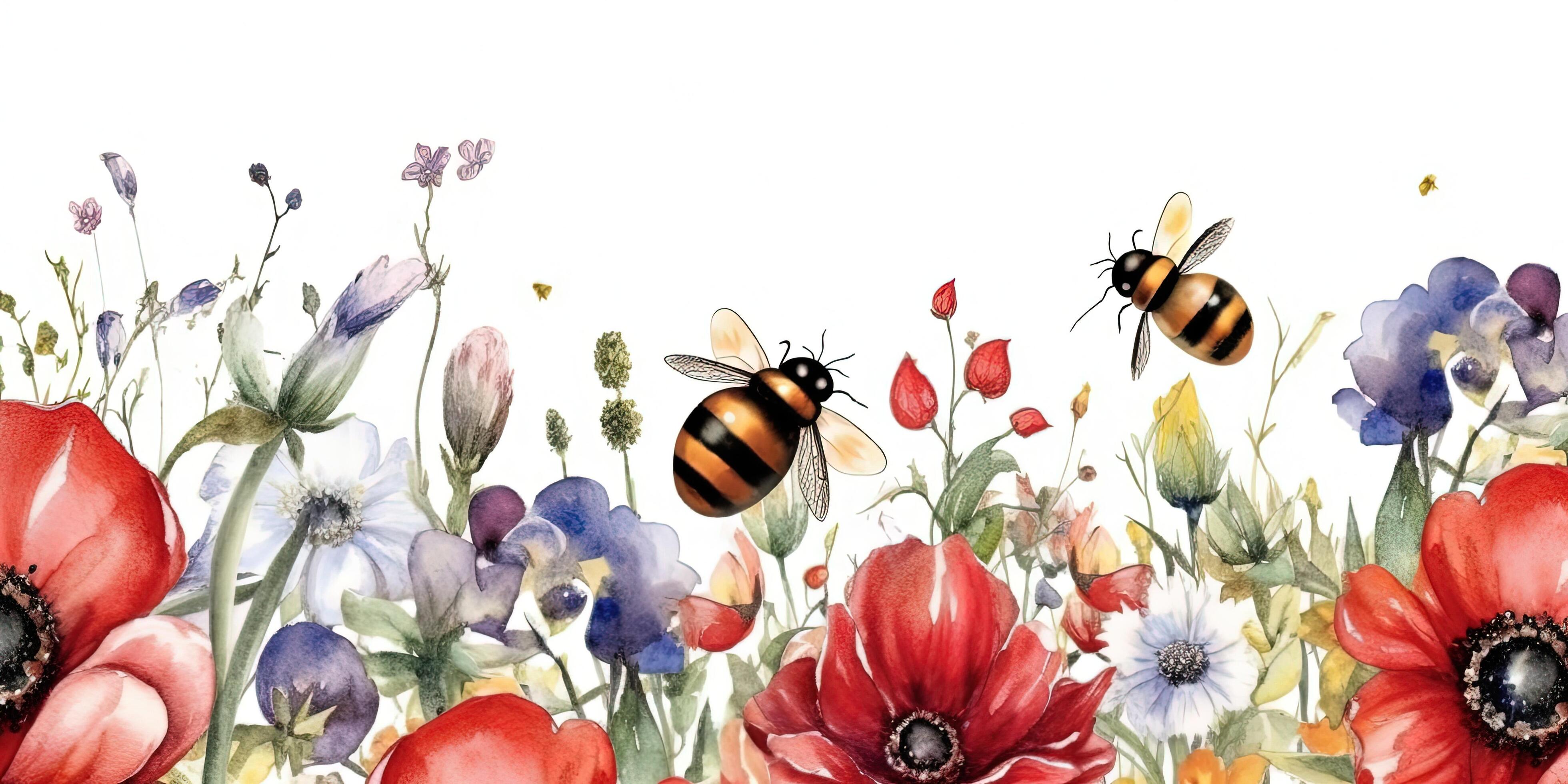 Watercolor Flower border. Illustration Stock Free