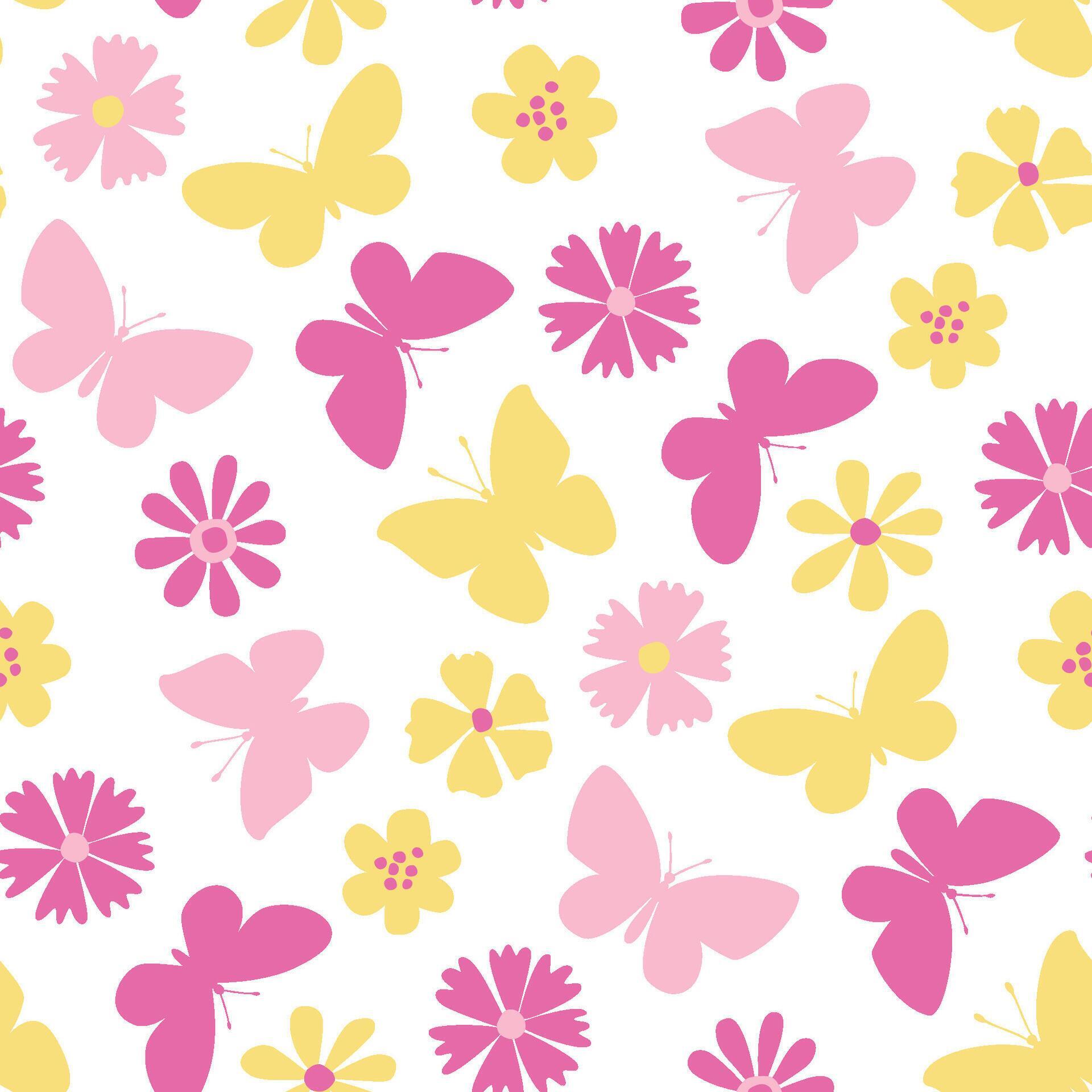 Flowers and Butterflies Background Pattern illustration Stock Free