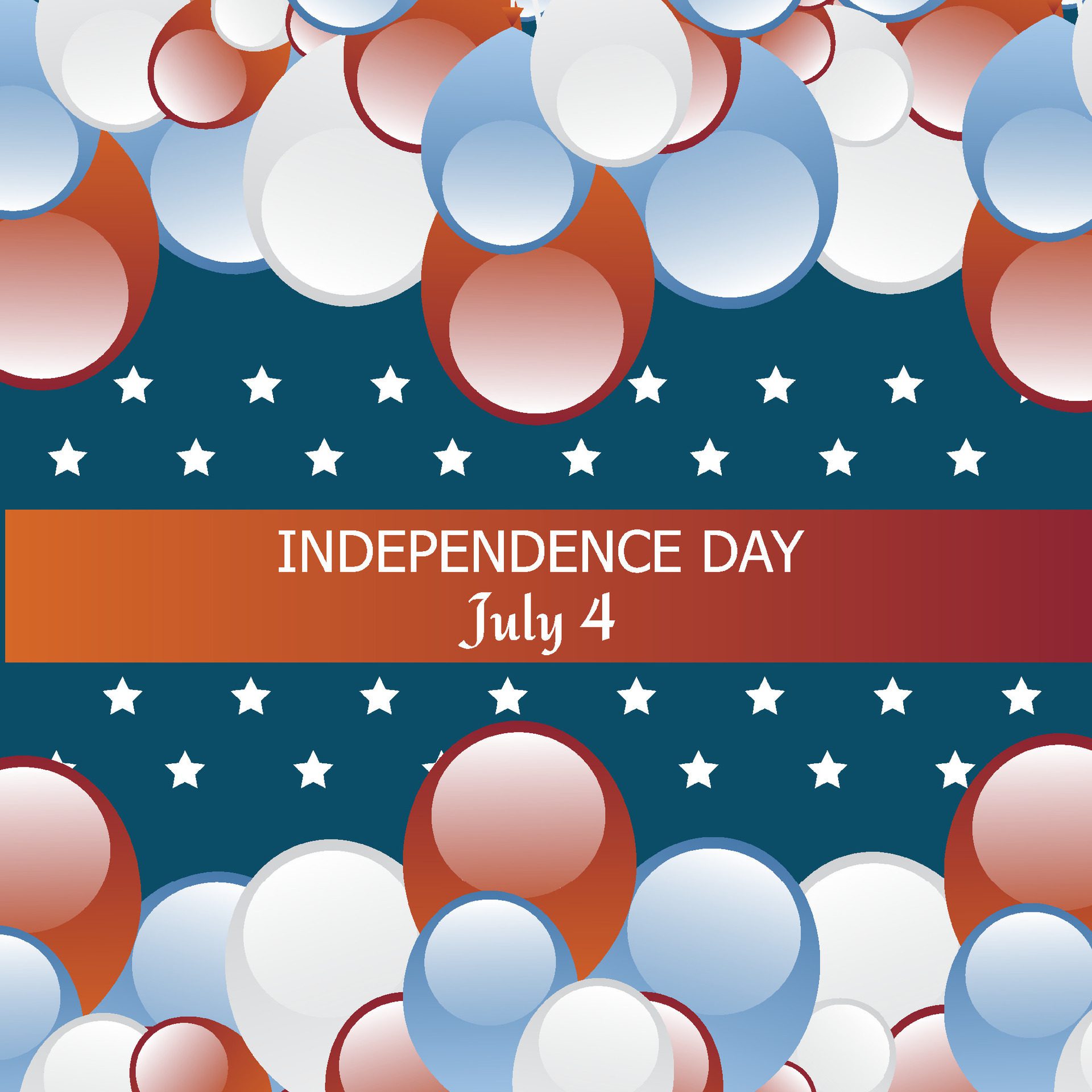 Happy 4th of july American independence day celebration banner with 3d balloons in USA flag colors and confetti Free Vector