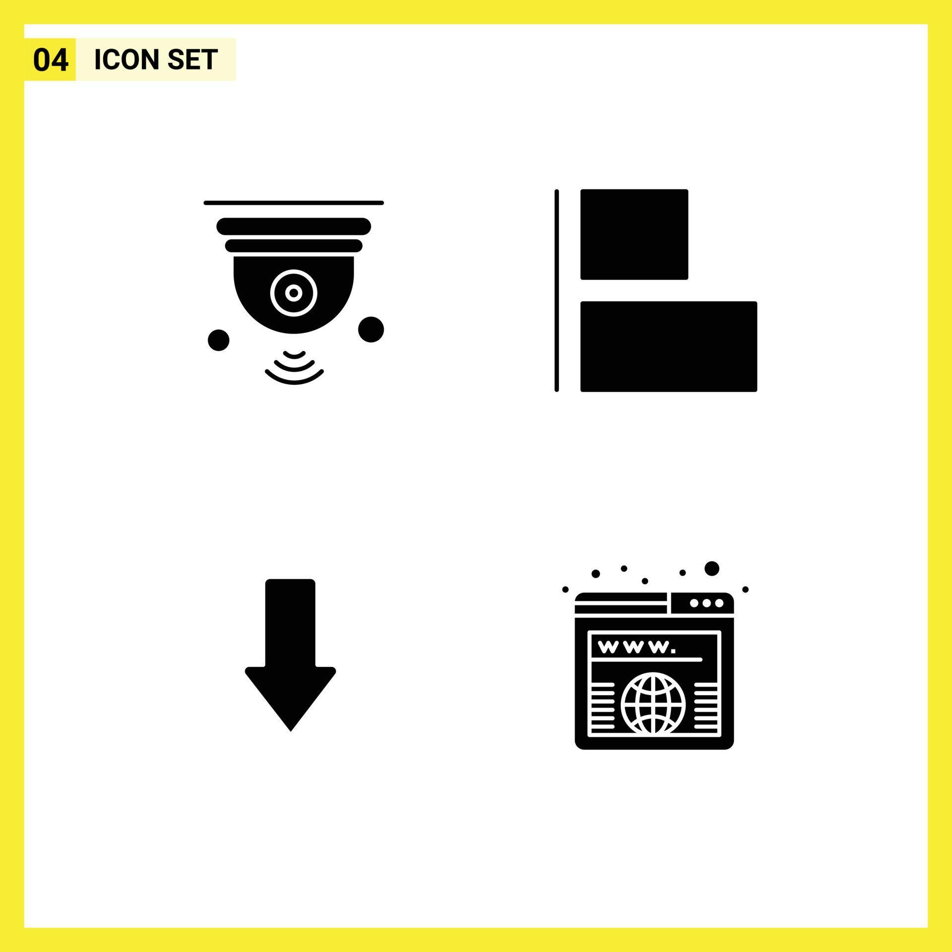 Modern Set of 4 Solid Glyphs Pictograph of camera arrows iot horizontal download Editable Vector Design Elements Stock Free