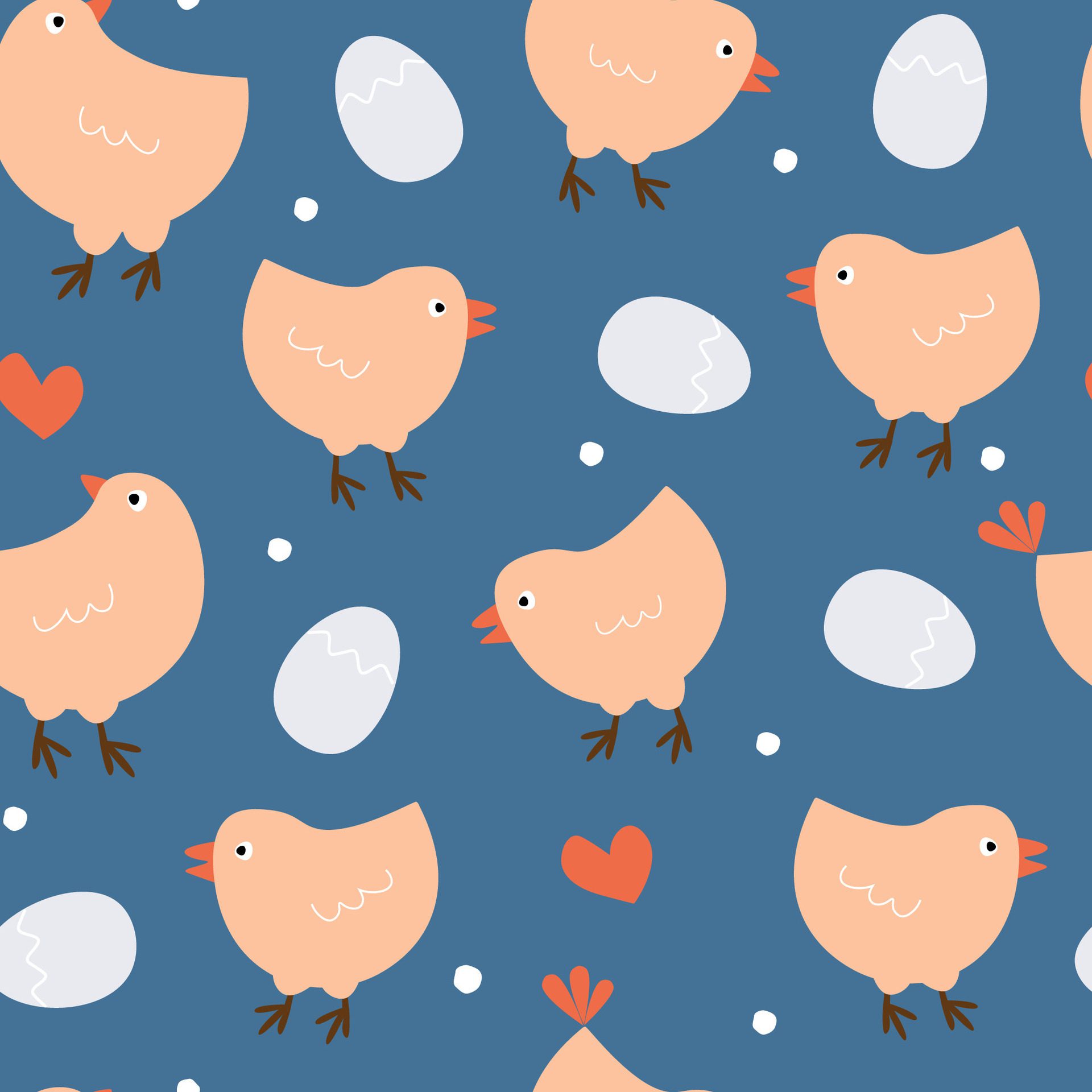 
									Seamless pattern with cute chickens and eggs. Abstract print with birds. graphics. Free Vector