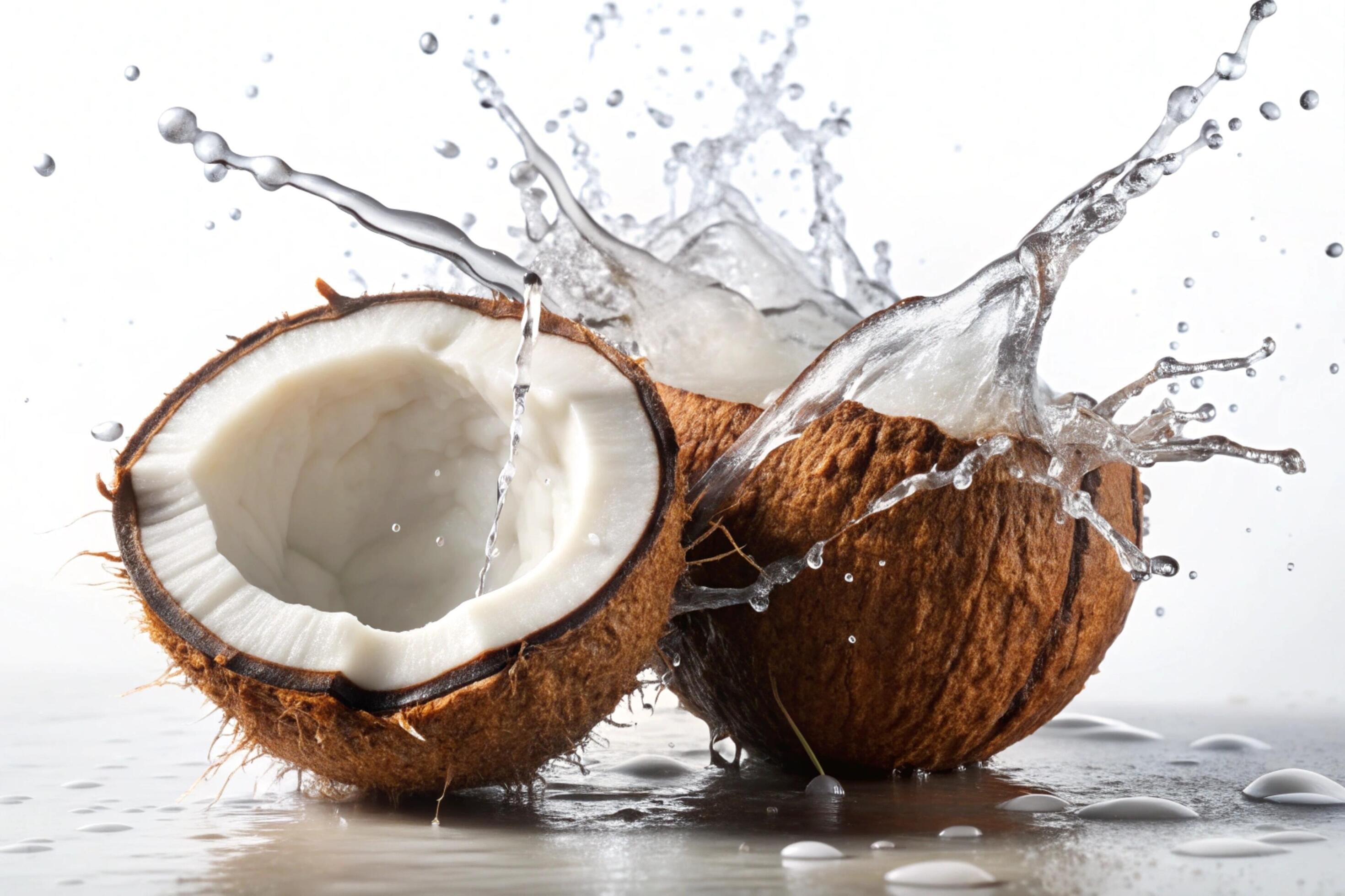 Coconut splashes on white background Stock Free