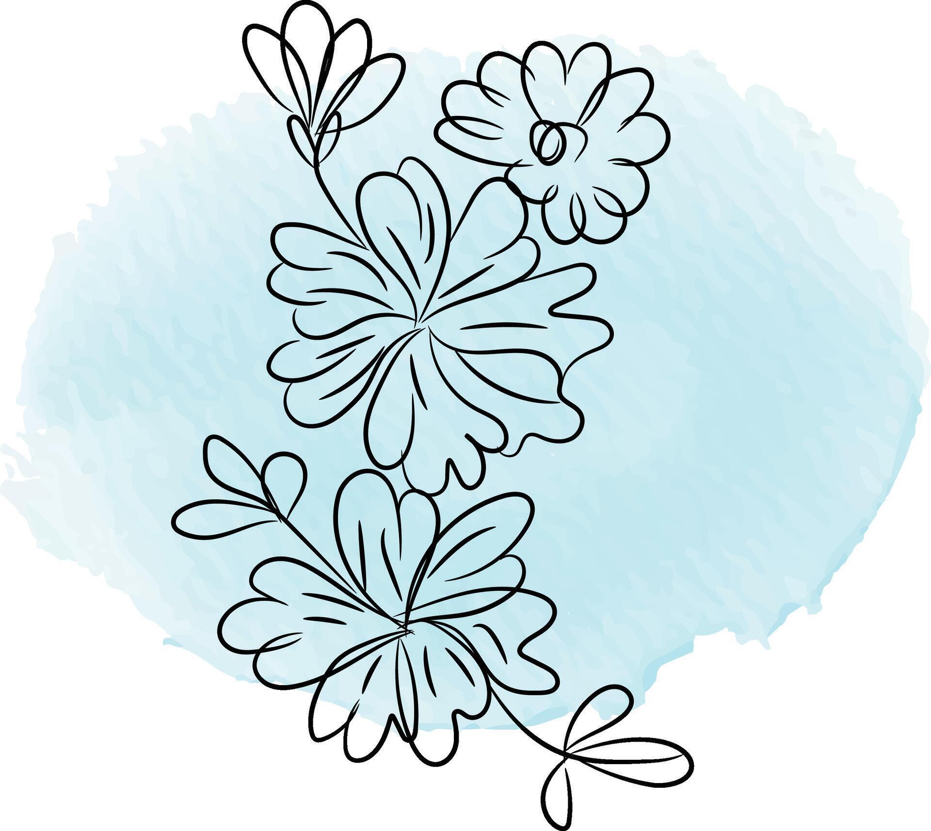 Hand drawn flat design simple flower outline Stock Free