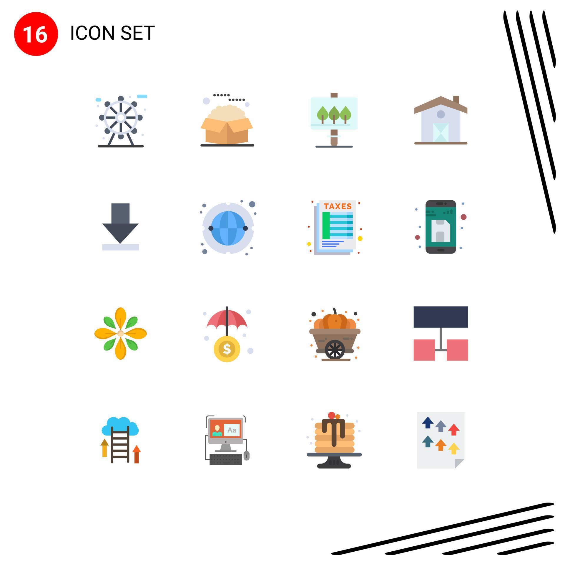 16 Flat Color concept for Websites Mobile and Apps communication dawn board arrow house Editable Pack of Creative Vector Design Elements Stock Free