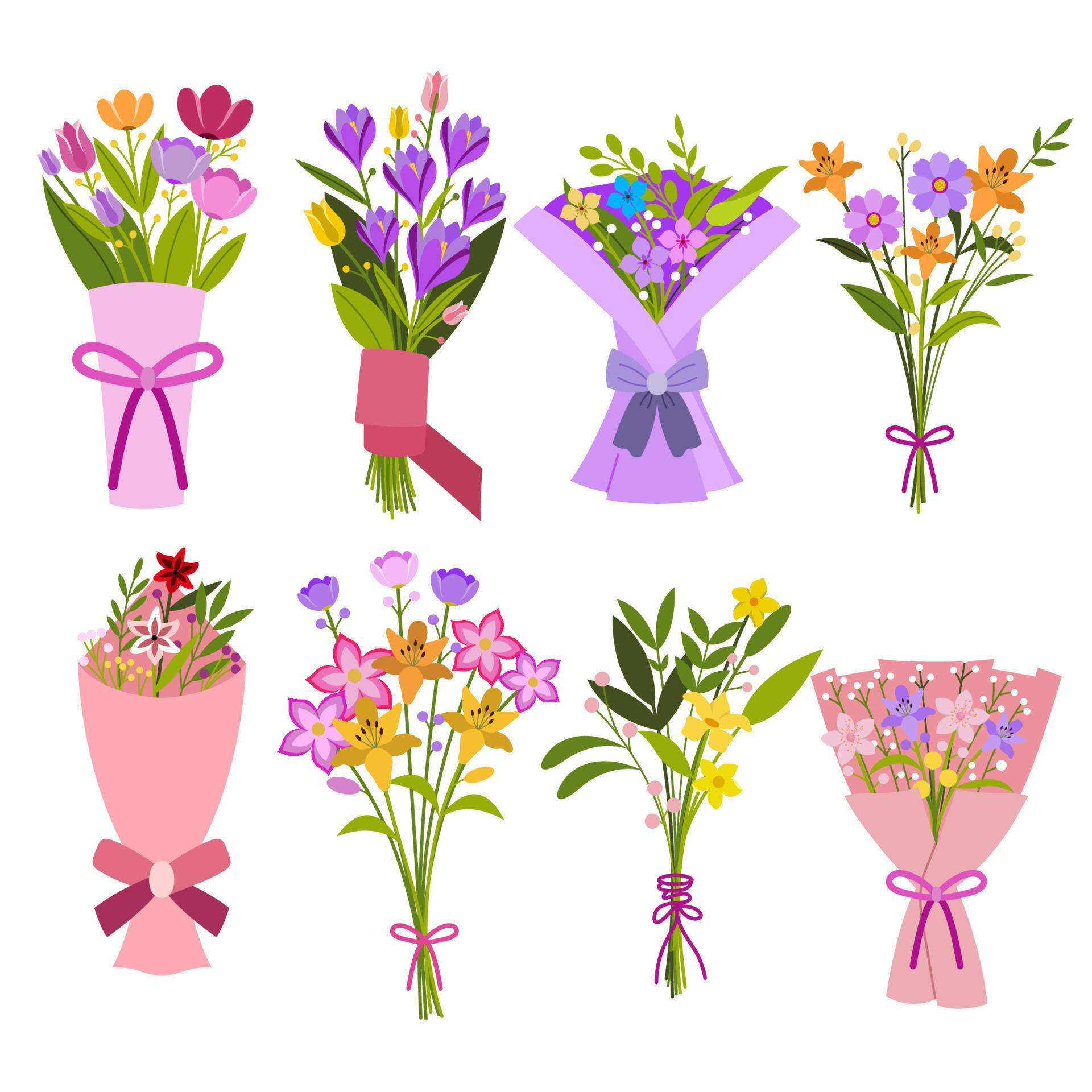 Set of Wedding Flower Bouquet Stock Free and Free SVG