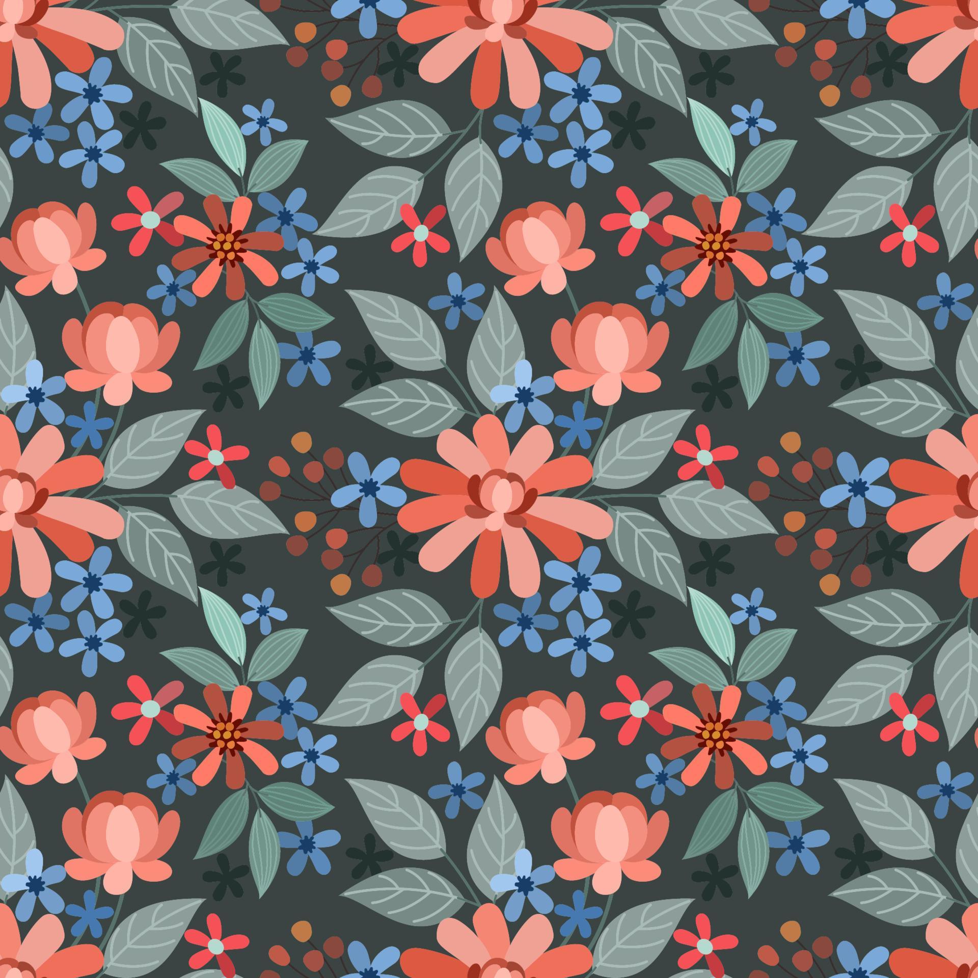 Colorful hand draw flowers seamless pattern. Stock Free