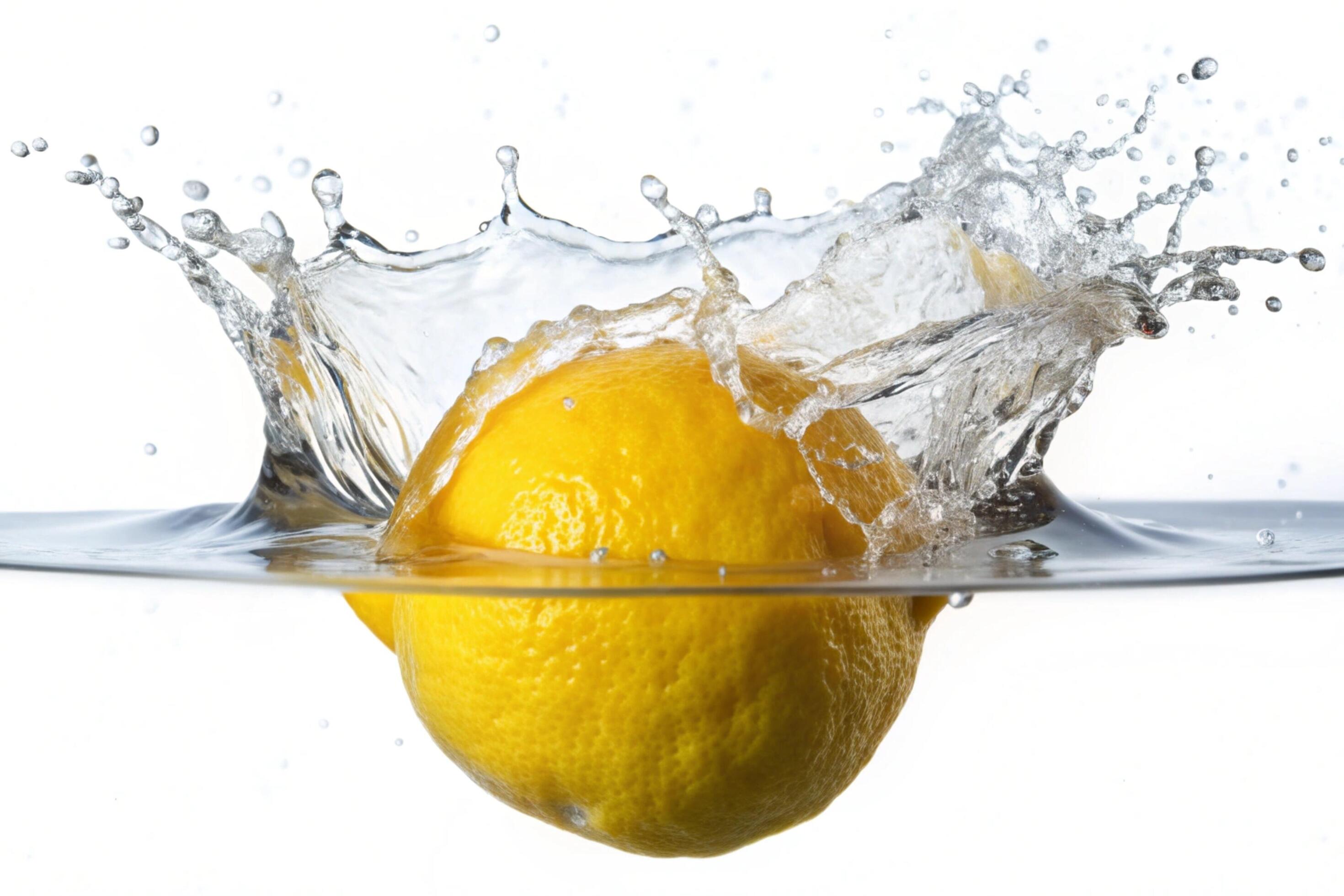 Lemon splashes on white background Stock Free