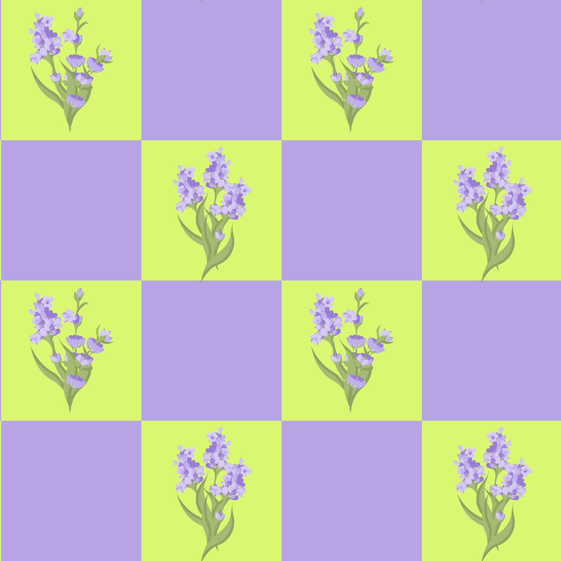 A sprig of lavender. Purple flower. Seamless pattern. illustration. Free Vector