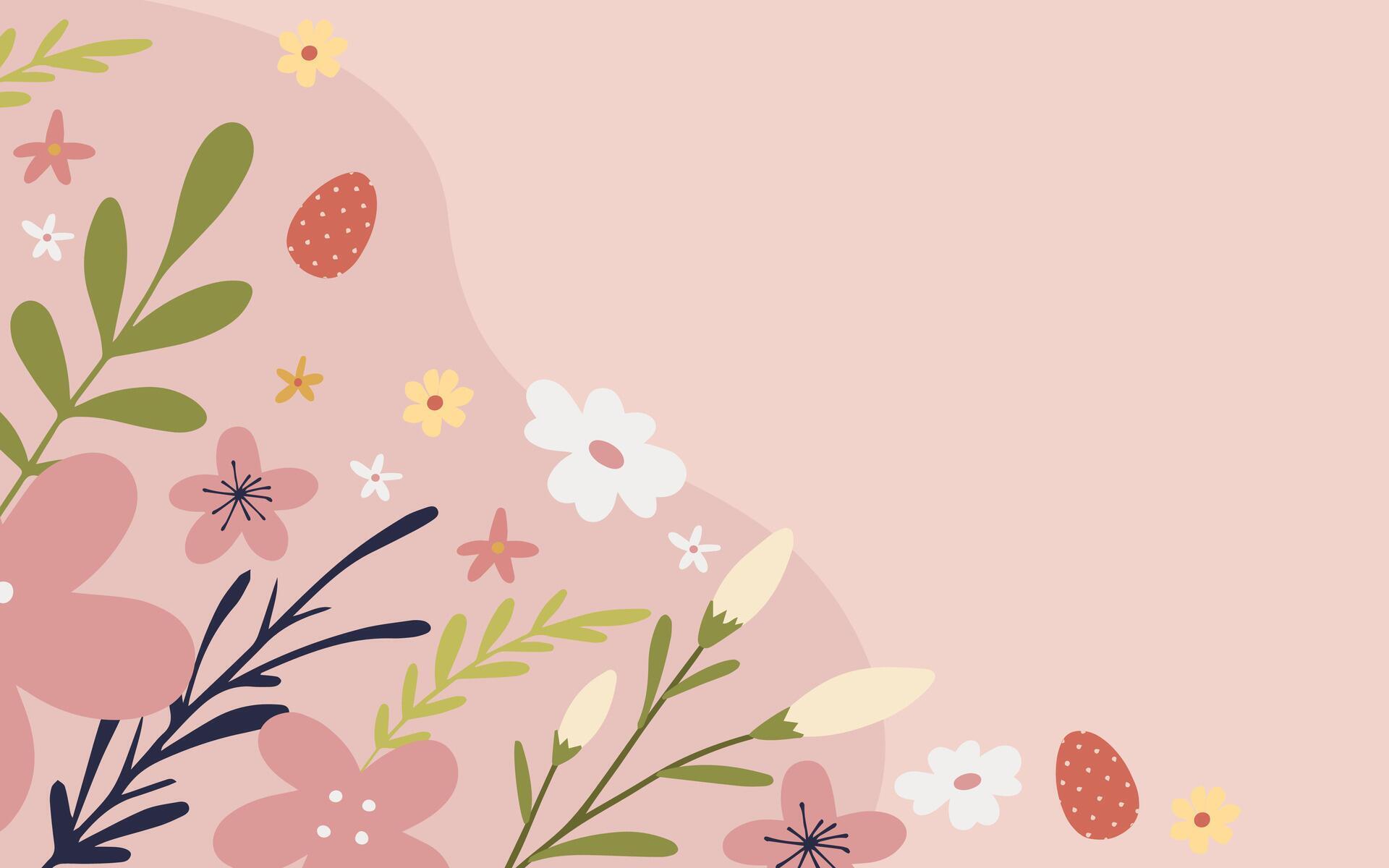 cute spring easter bckground, easter template with flowers Stock Free