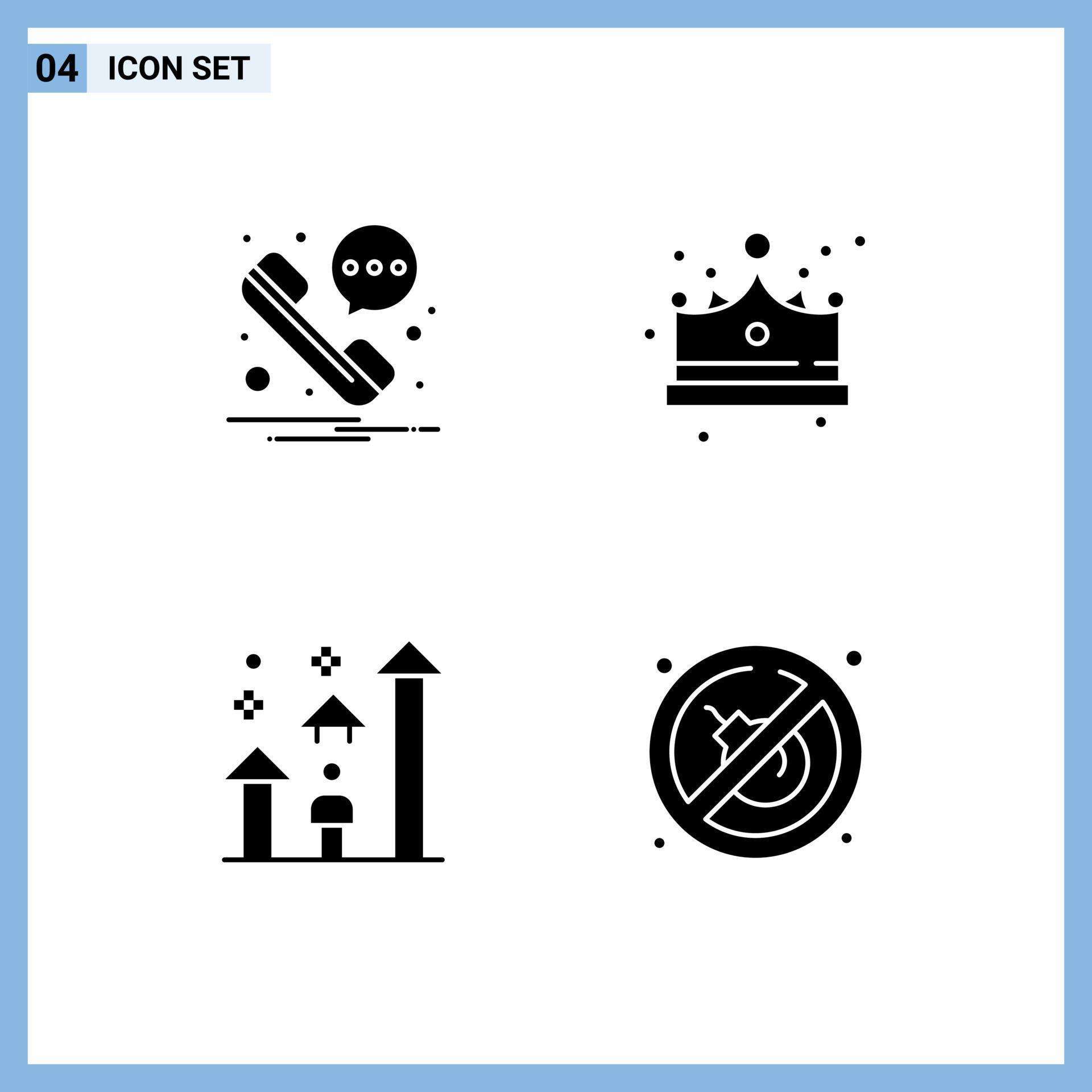 Pictogram Set of 4 Simple Solid Glyphs of message arrow crown cap career Editable Vector Design Elements Stock Free