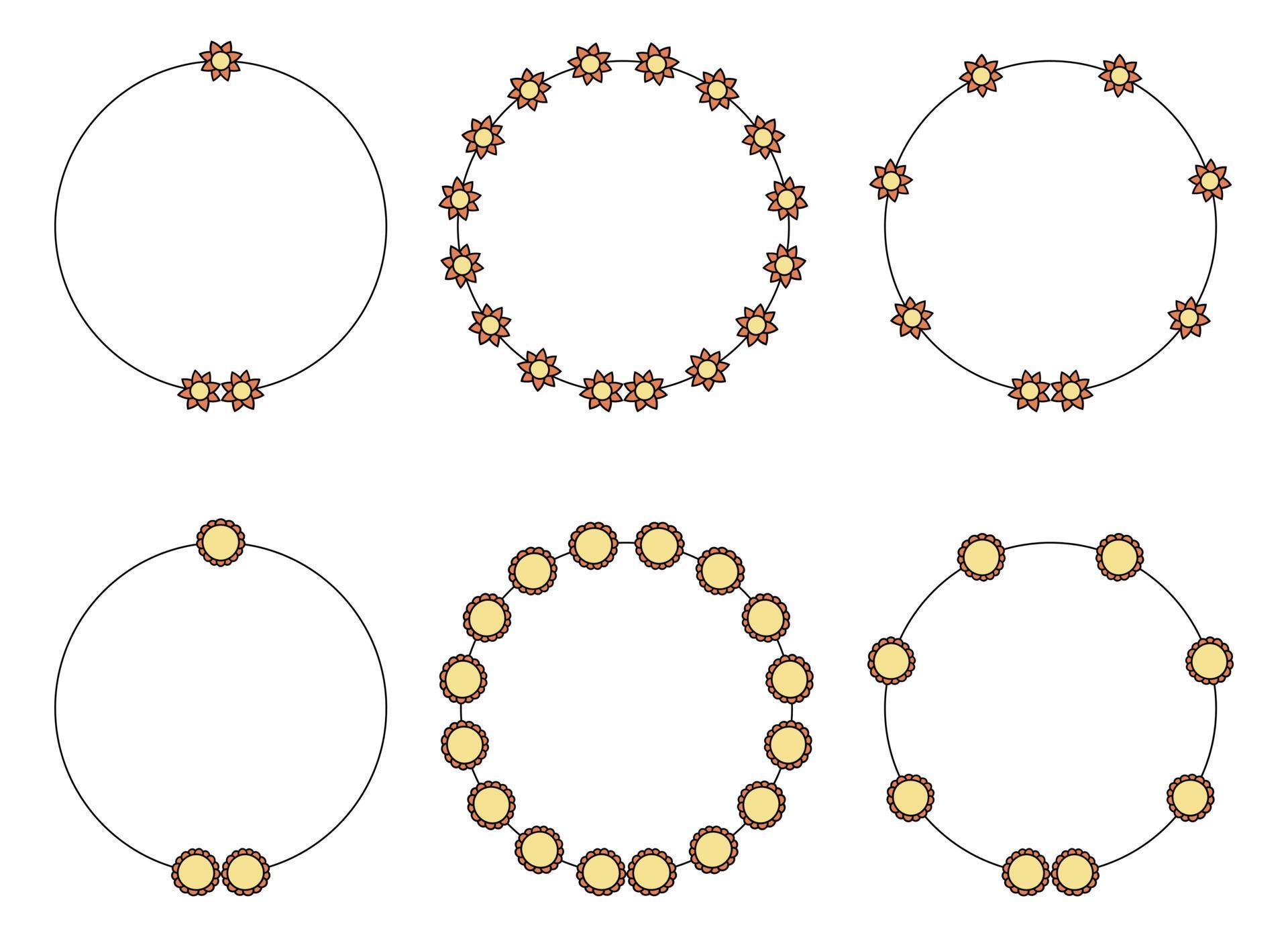 Circle frame decoration element with flowers clip art Stock Free