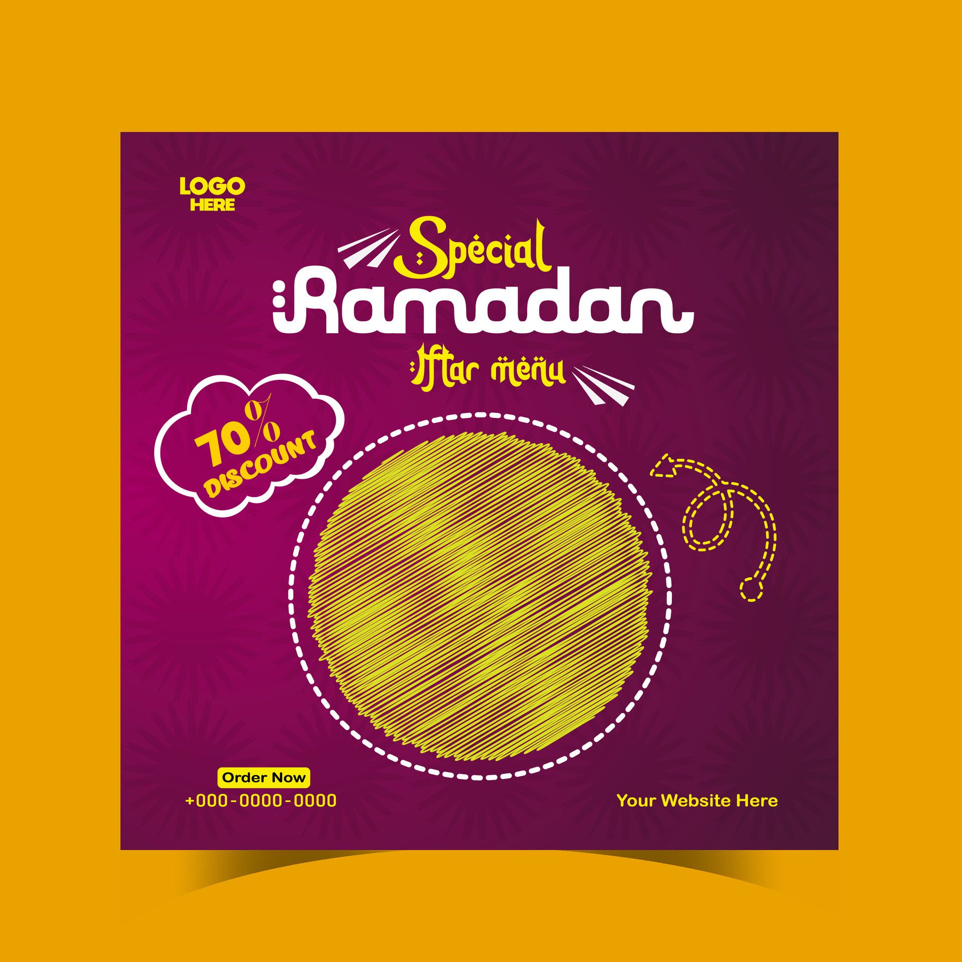 Ramadan iftar menu food post design and social media banner template Free Vector