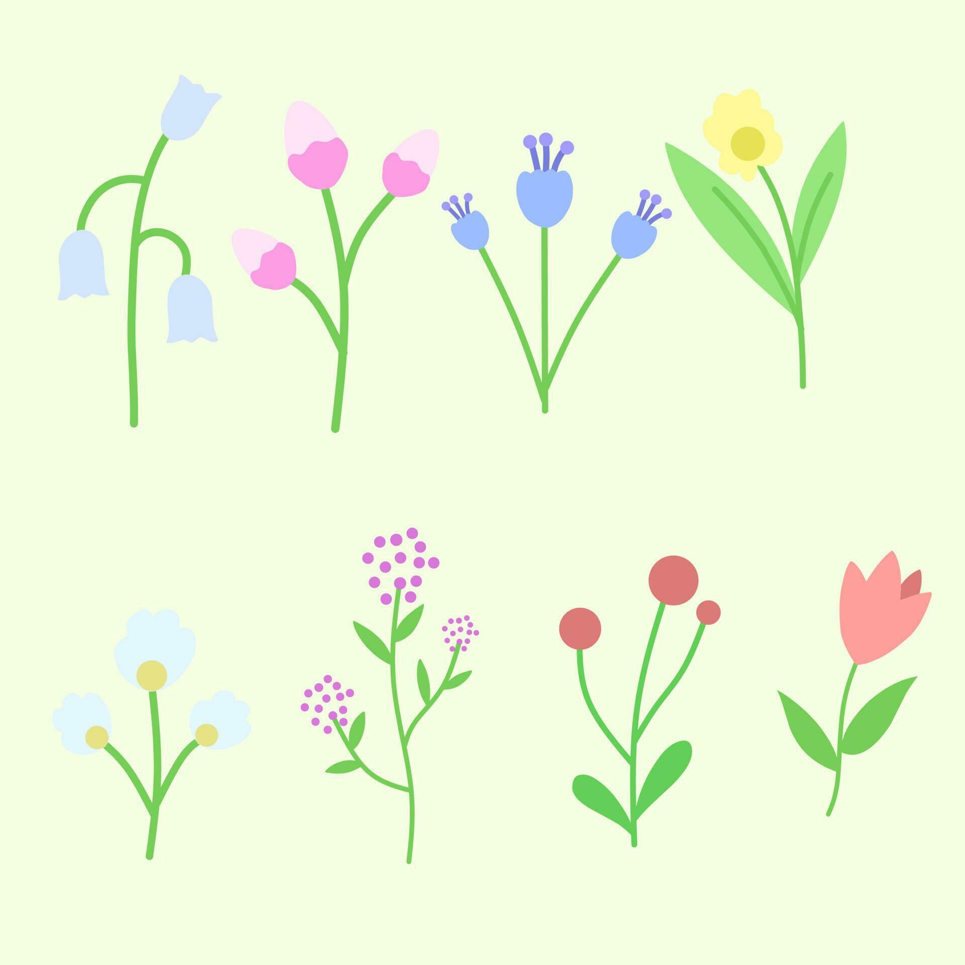 set of illustration vector Graphic flower flat design for element design Stock Free and Free SVG