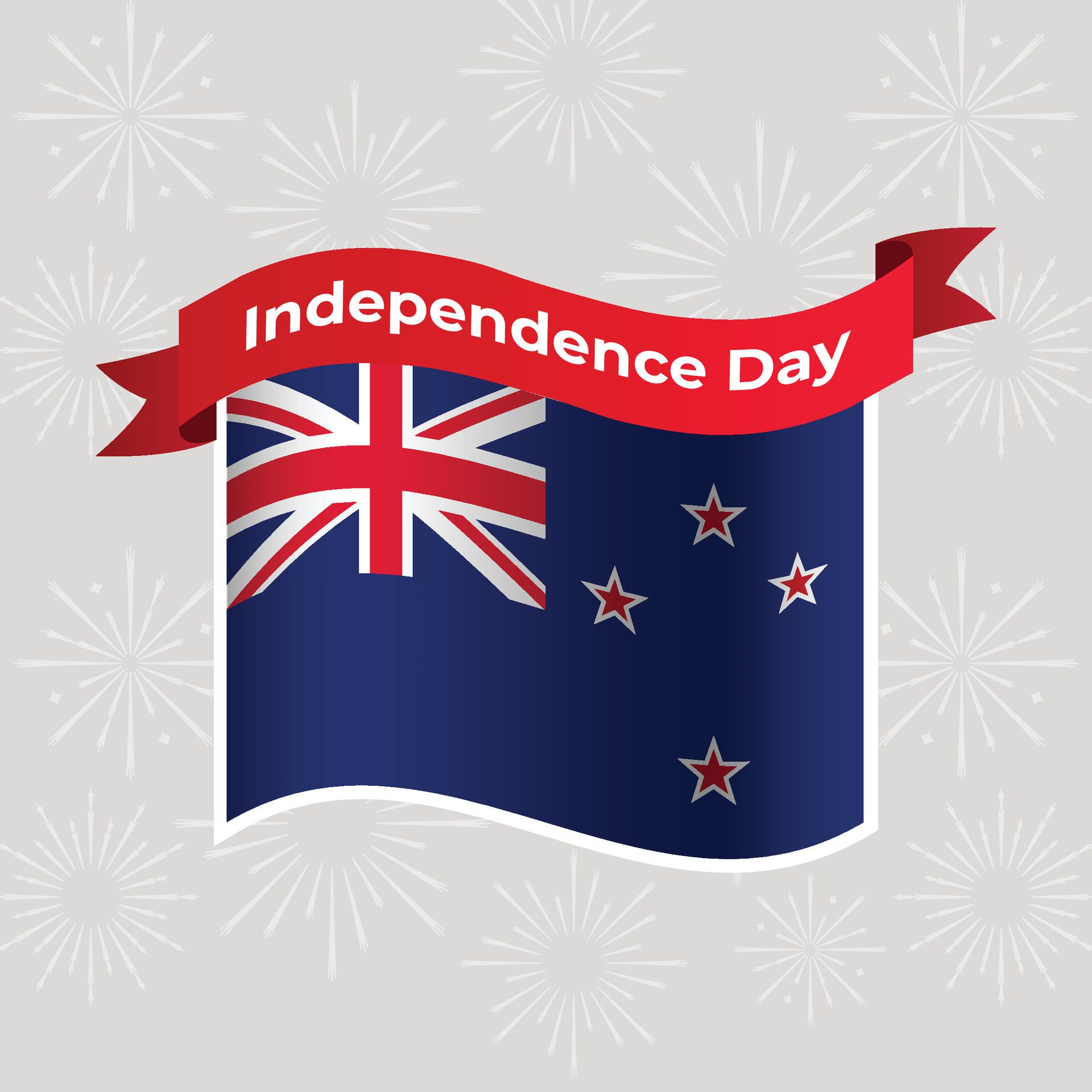 New Zealand Wavy Flag Independence Day Banner Background Free Vector