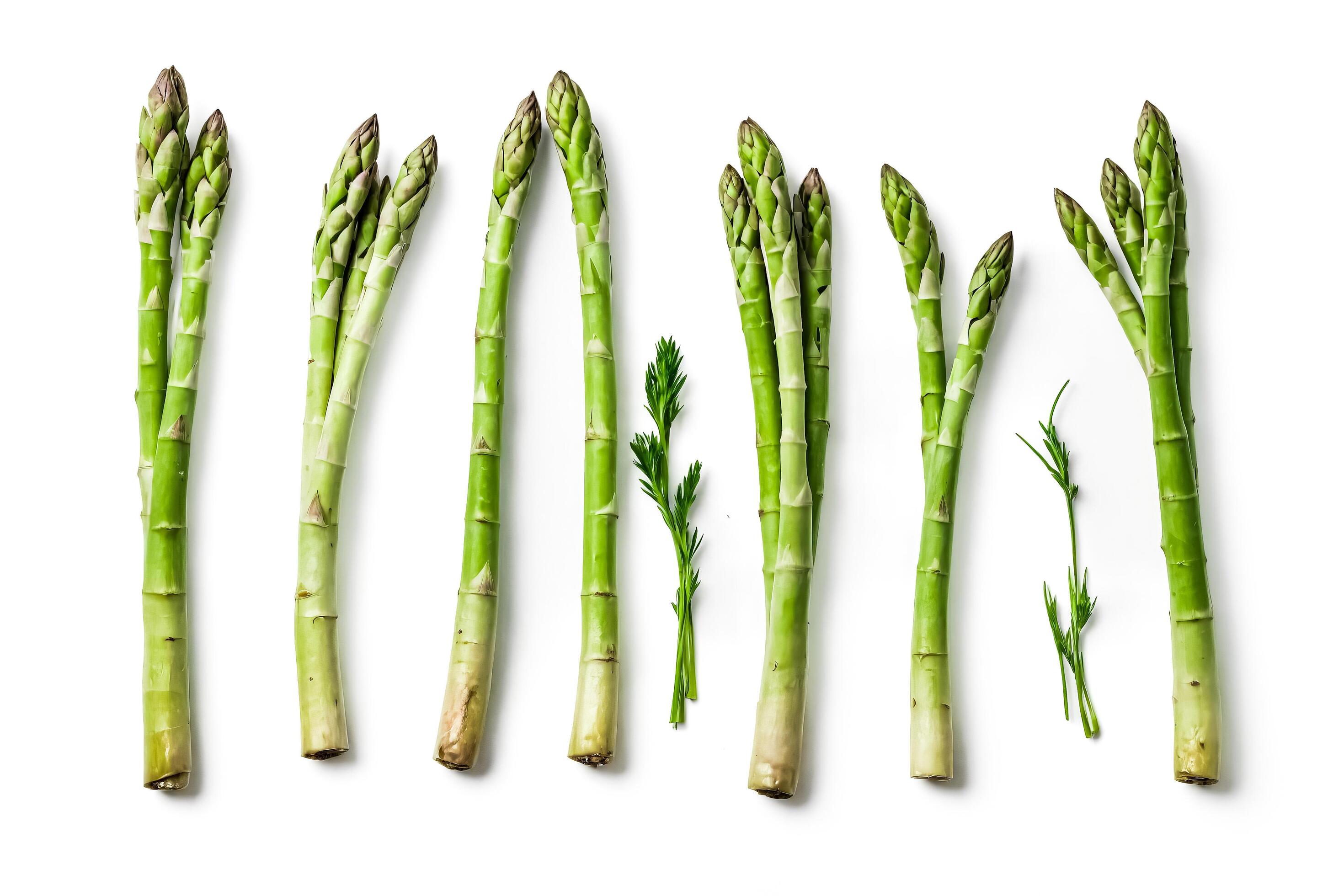 Fresh green asparagus spears on white background Stock Free