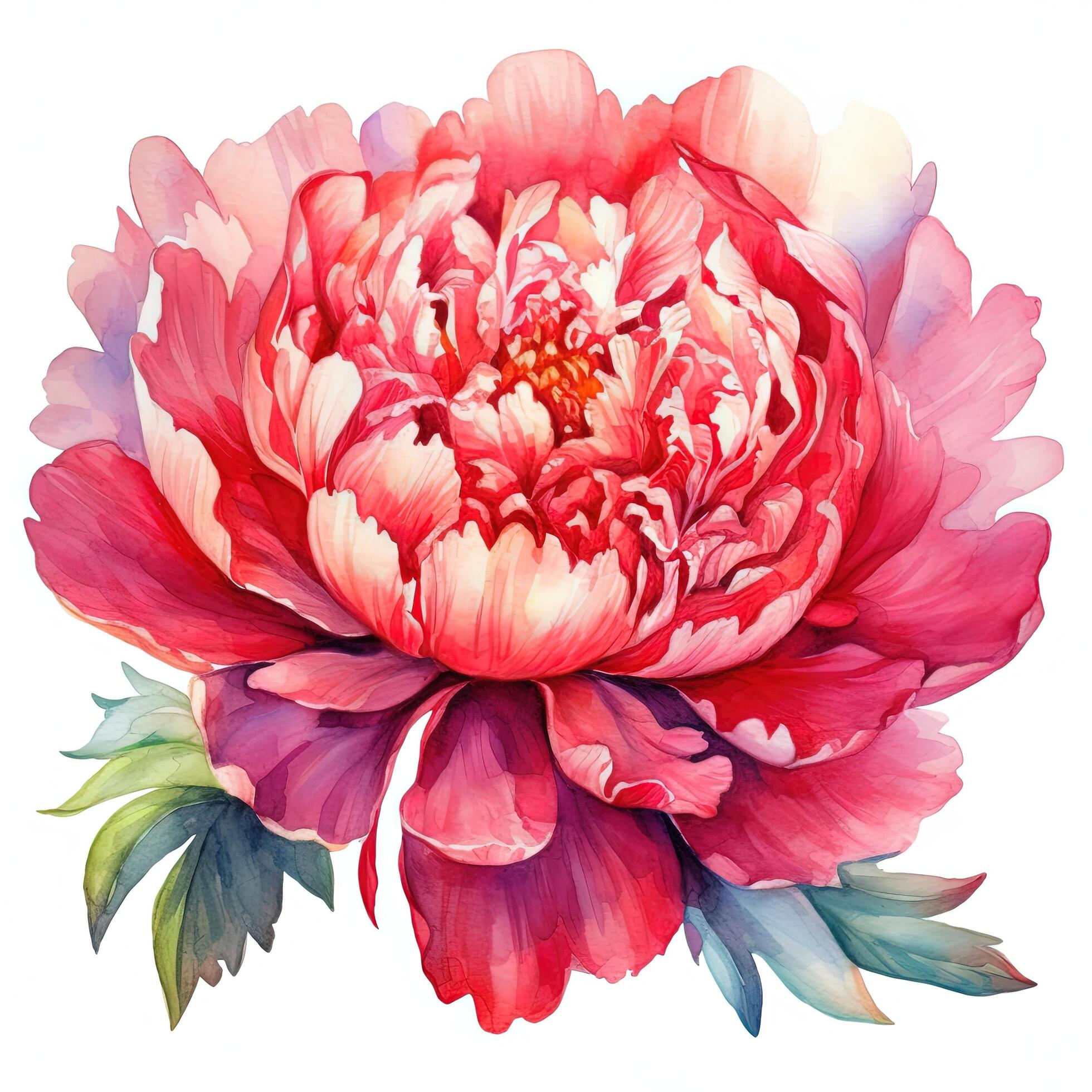 Watercolor beautiful peony flower. Illustration Stock Free