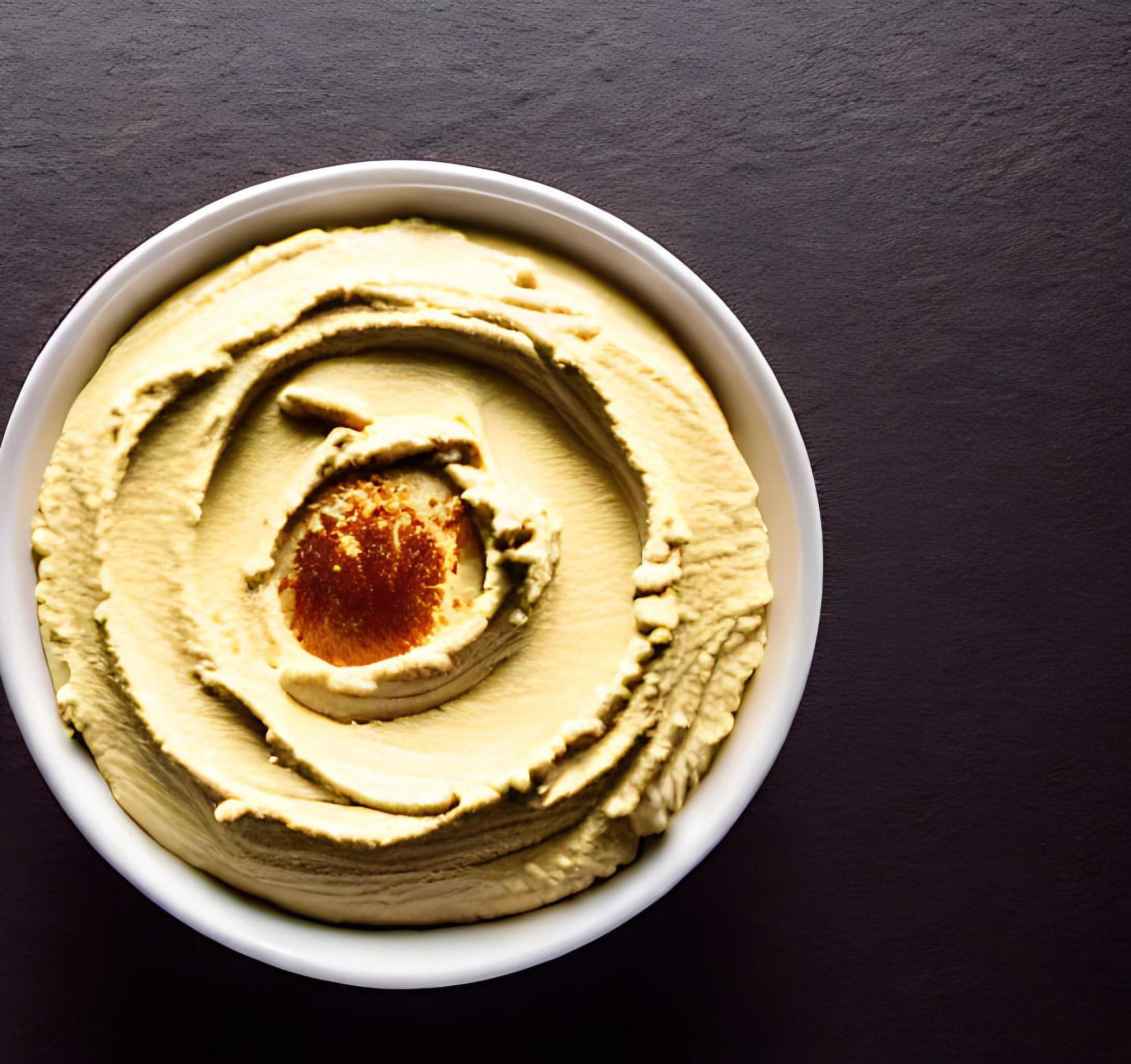 Healthy food. Traditional freshly made organic hummus. Stock Free