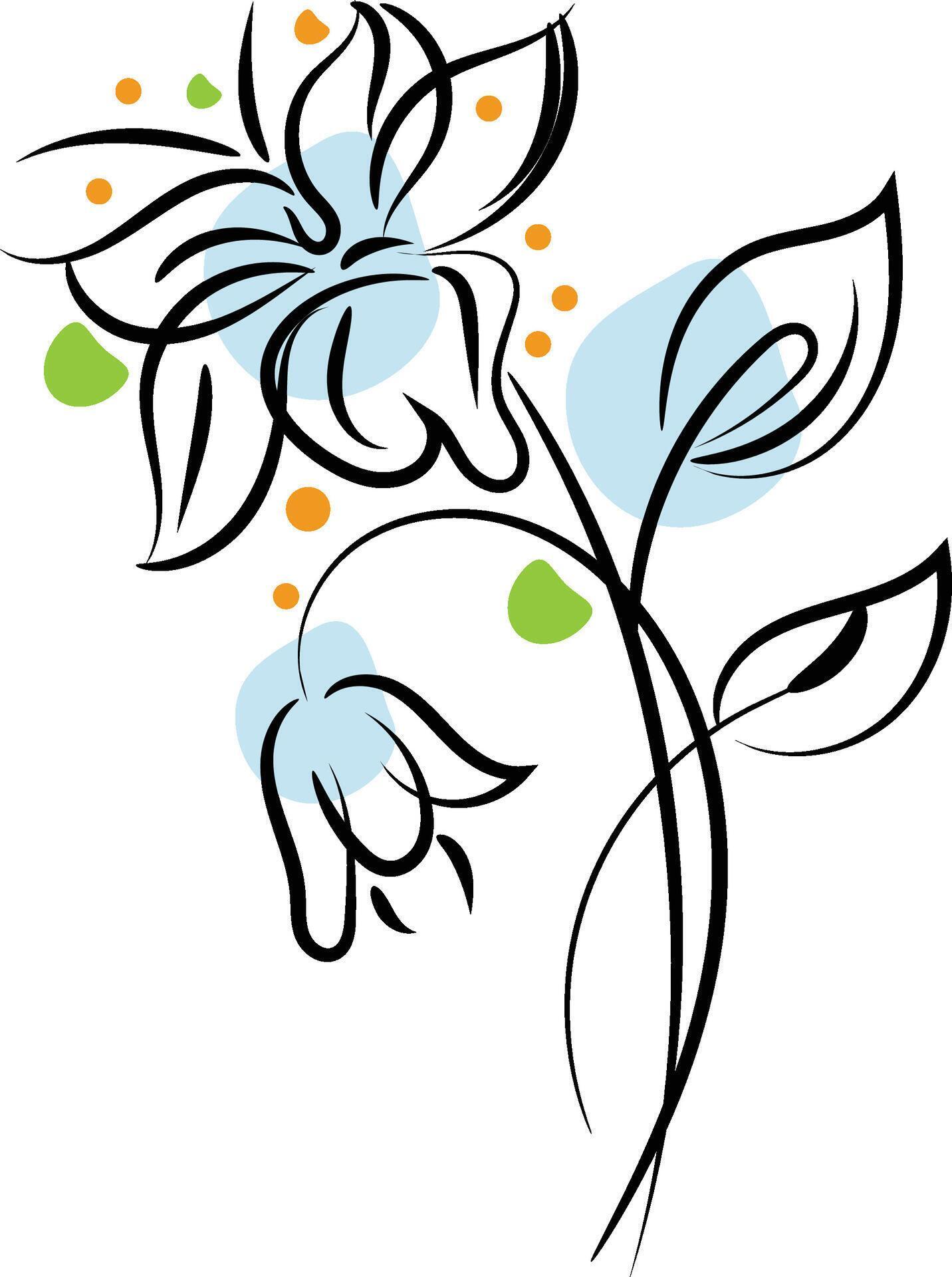 Hand drawn flat design simple flower outline Stock Free