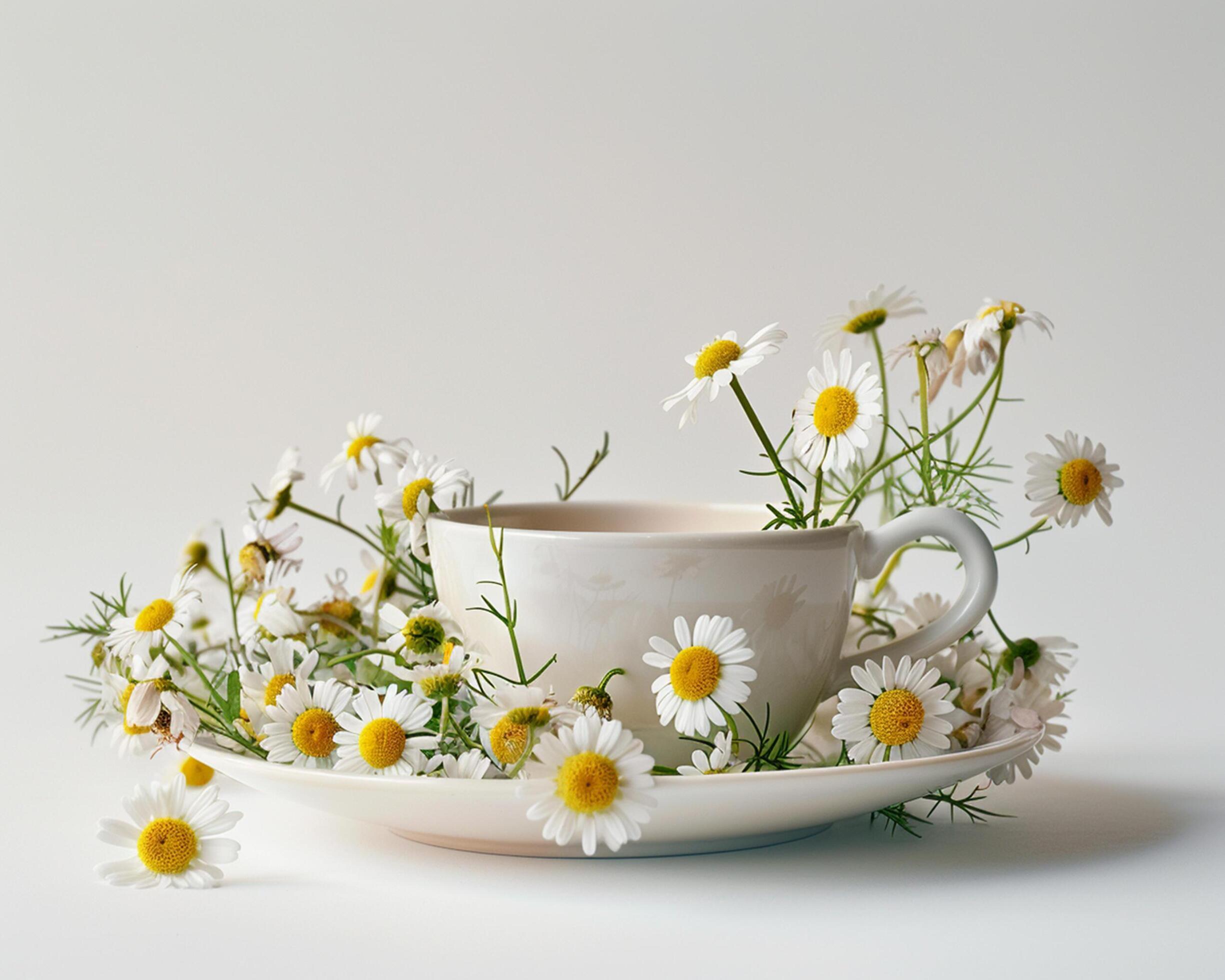 chamomile flowers in a cup Stock Free