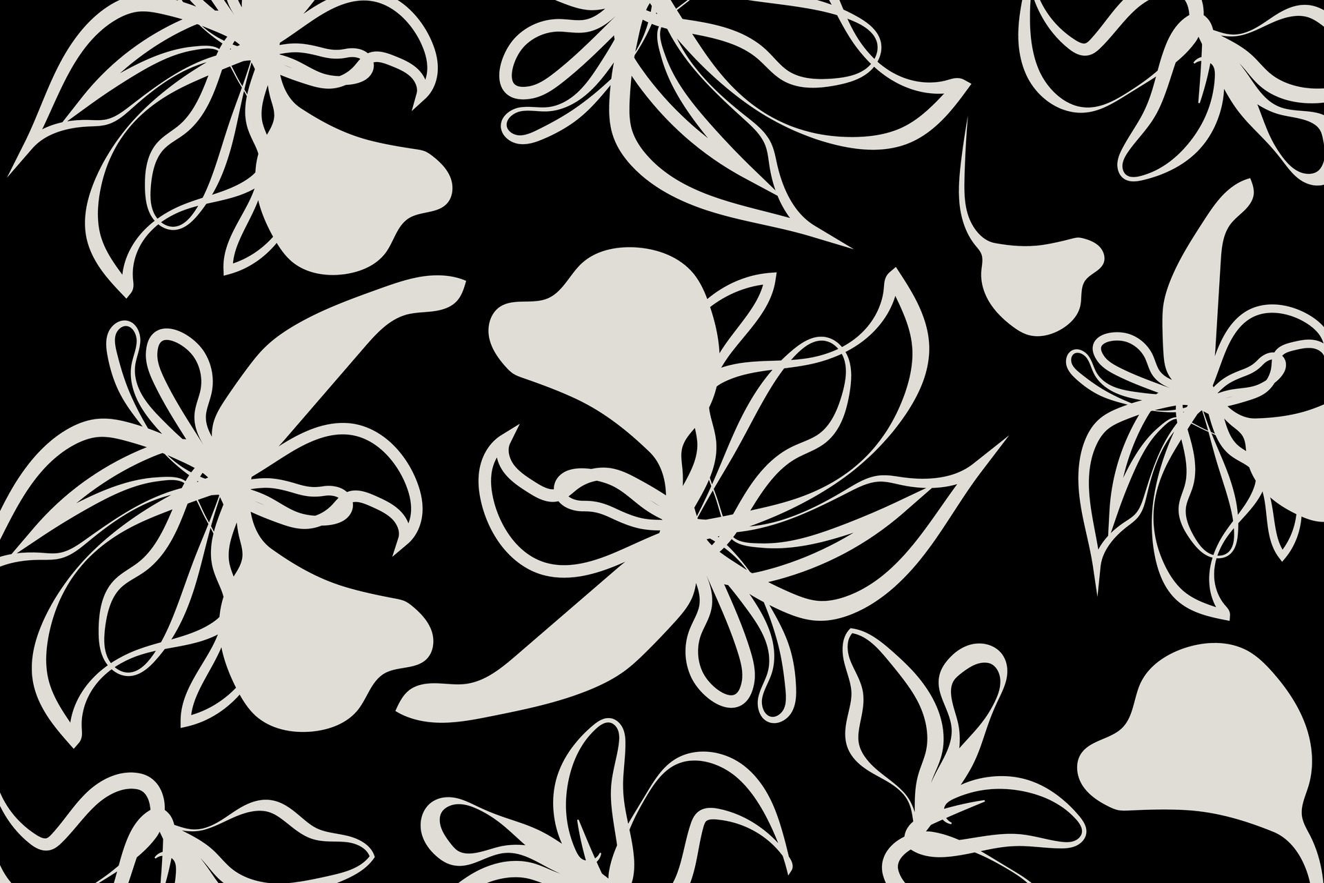 Hand drawn simple abstract flowers black and white tone. Trendy collage pattern. Fashionable template for design. Modern Floral pattern textile Free Vector