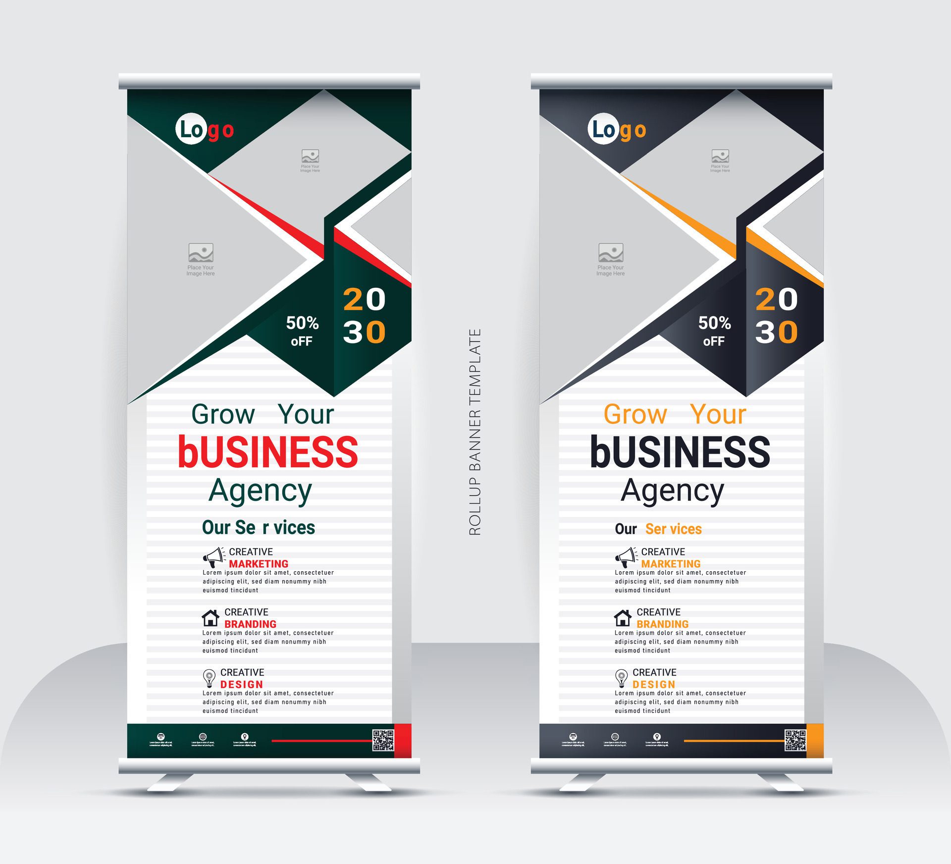 Corporate rollup banner template, advertisement, Free Vector