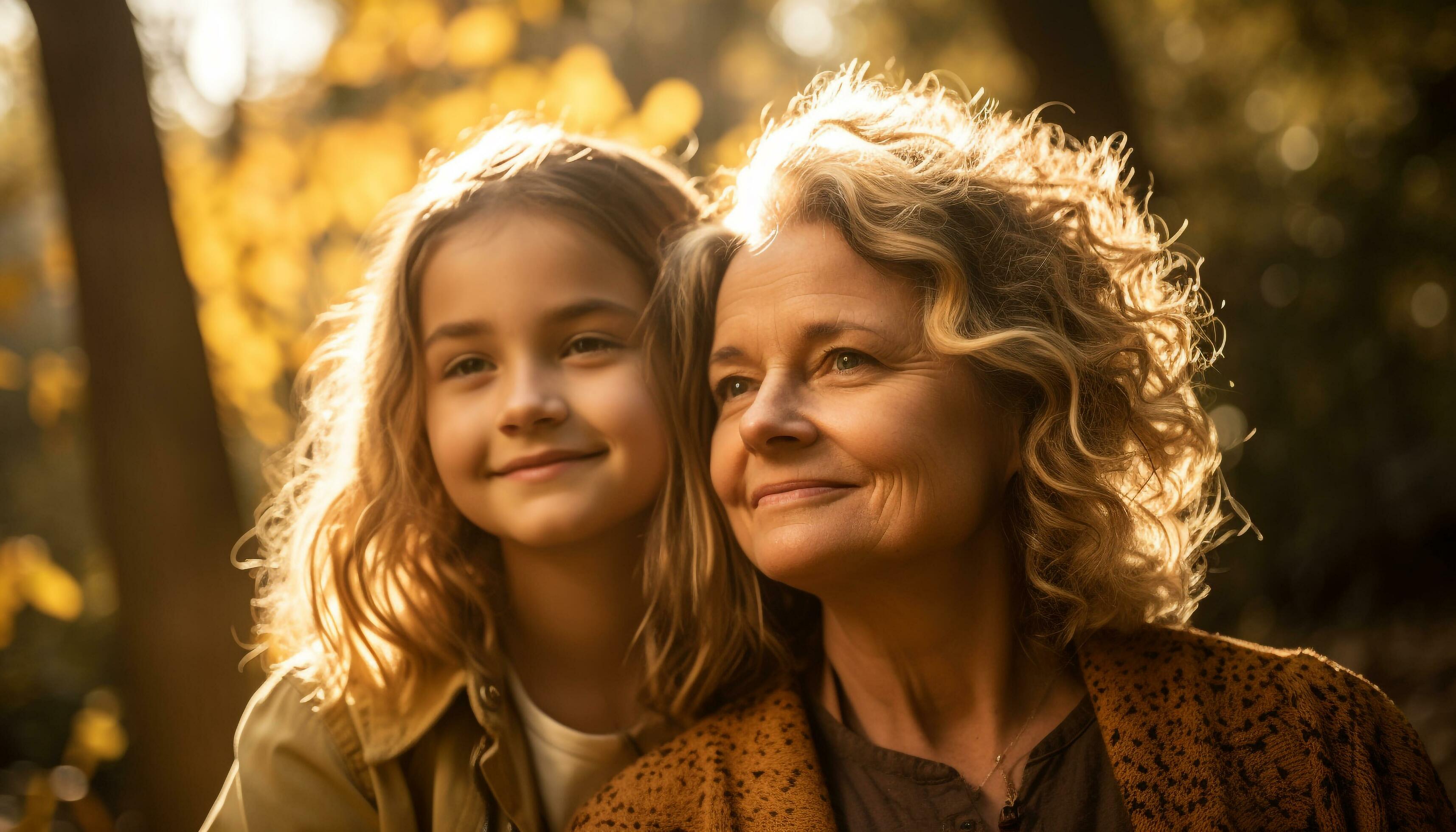 Family bonding in nature, enjoying autumn together generated by AI Stock Free