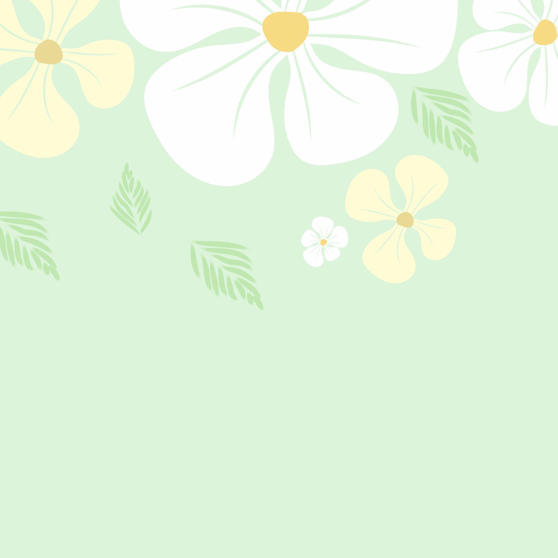 Light green and yellow nature flowers wallpaper, pattern art design. Abstractive background with flowers in soft green color design Stock Free