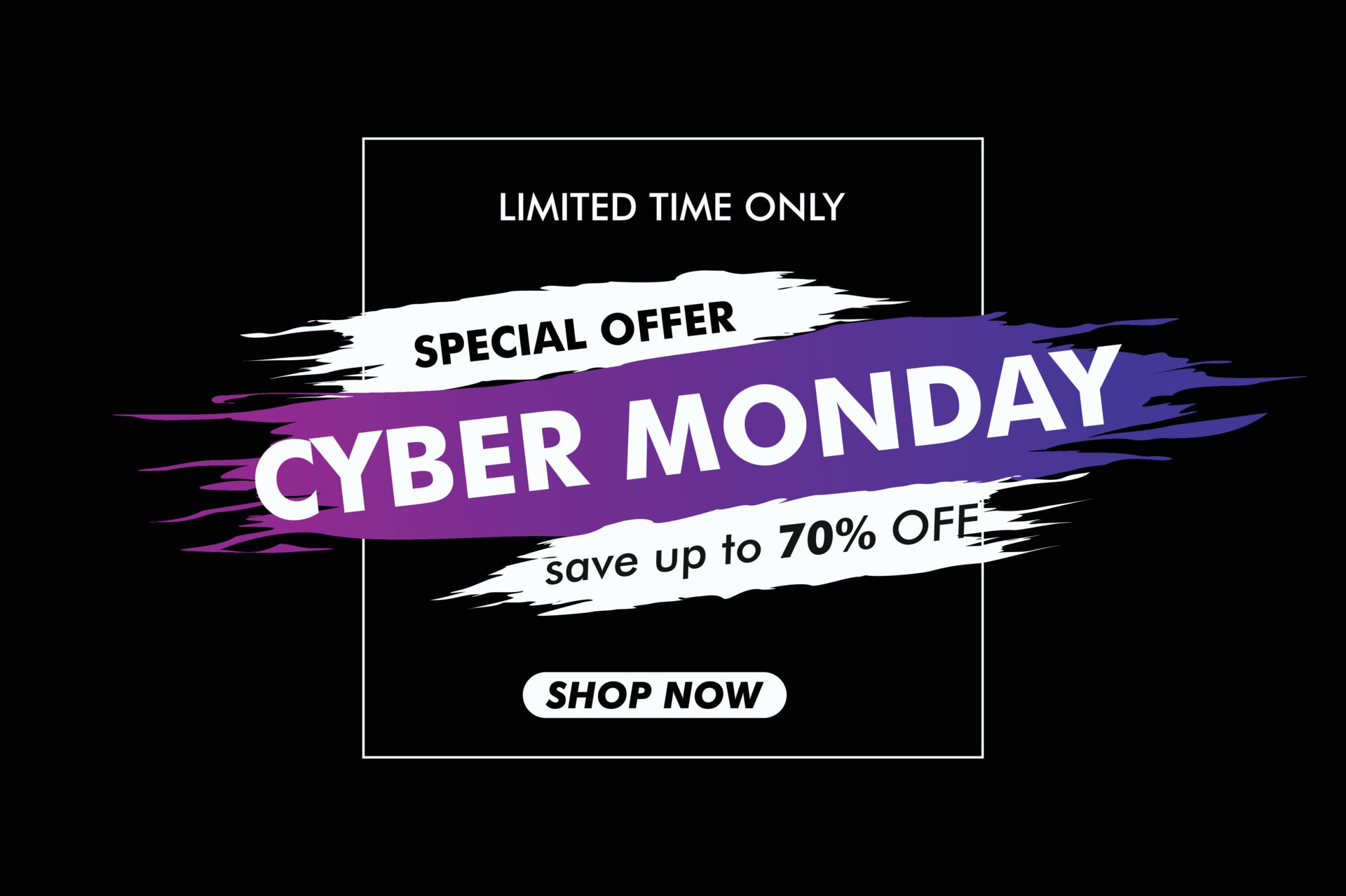 Modern cyber monday black banner with brush stroke Vector Free Vector