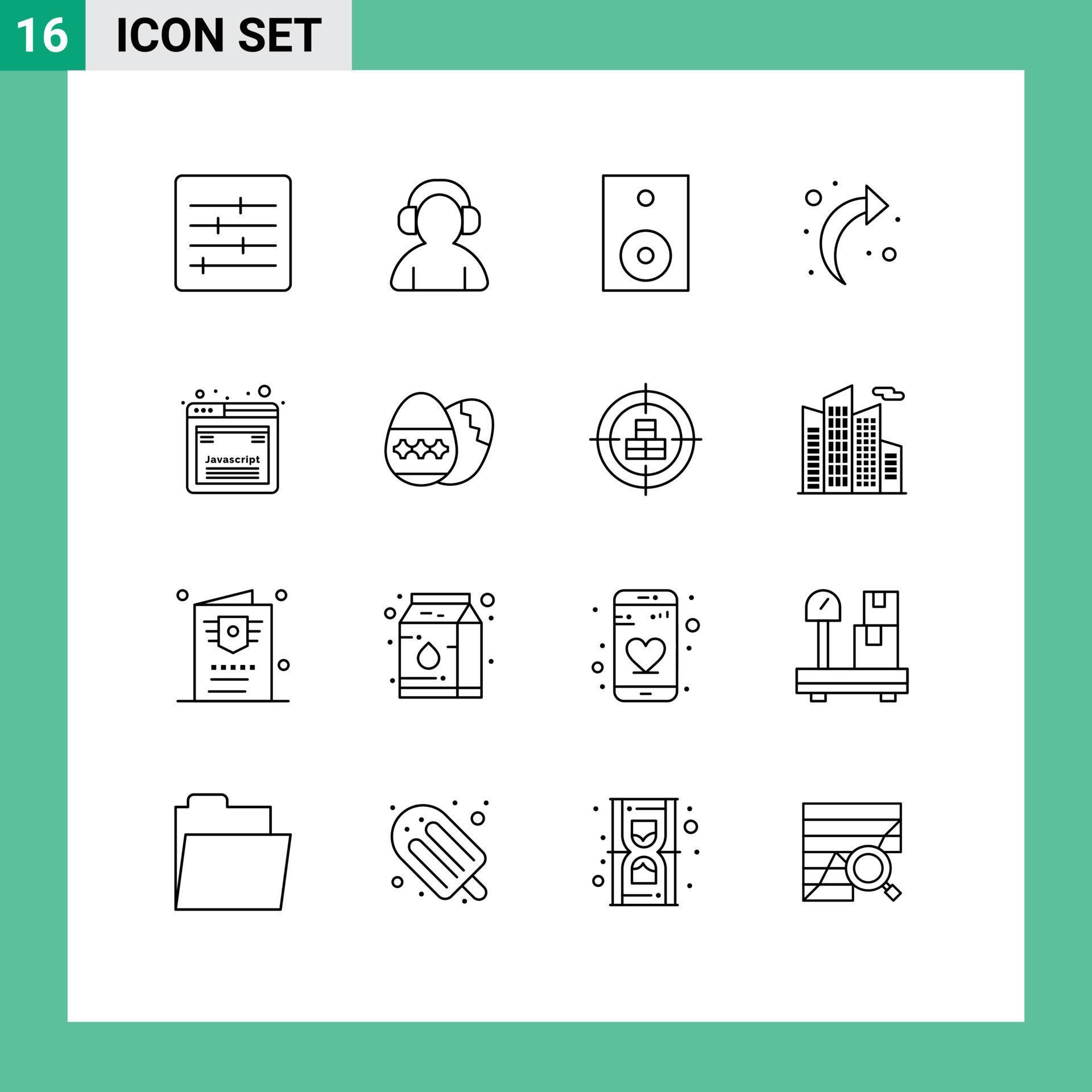 Mobile Interface Outline Set of 16 Pictograms of javascript design electronics refresh arrow Editable Vector Design Elements Stock Free