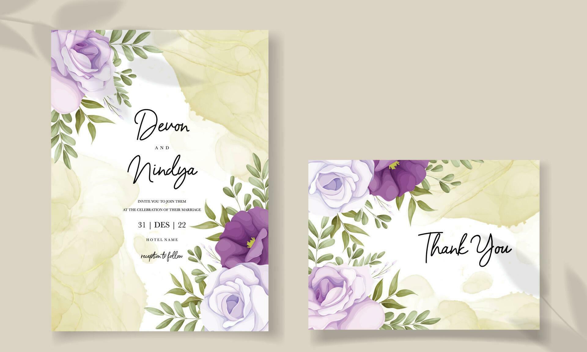 Elegant wedding invitation card with soft flower Stock Free