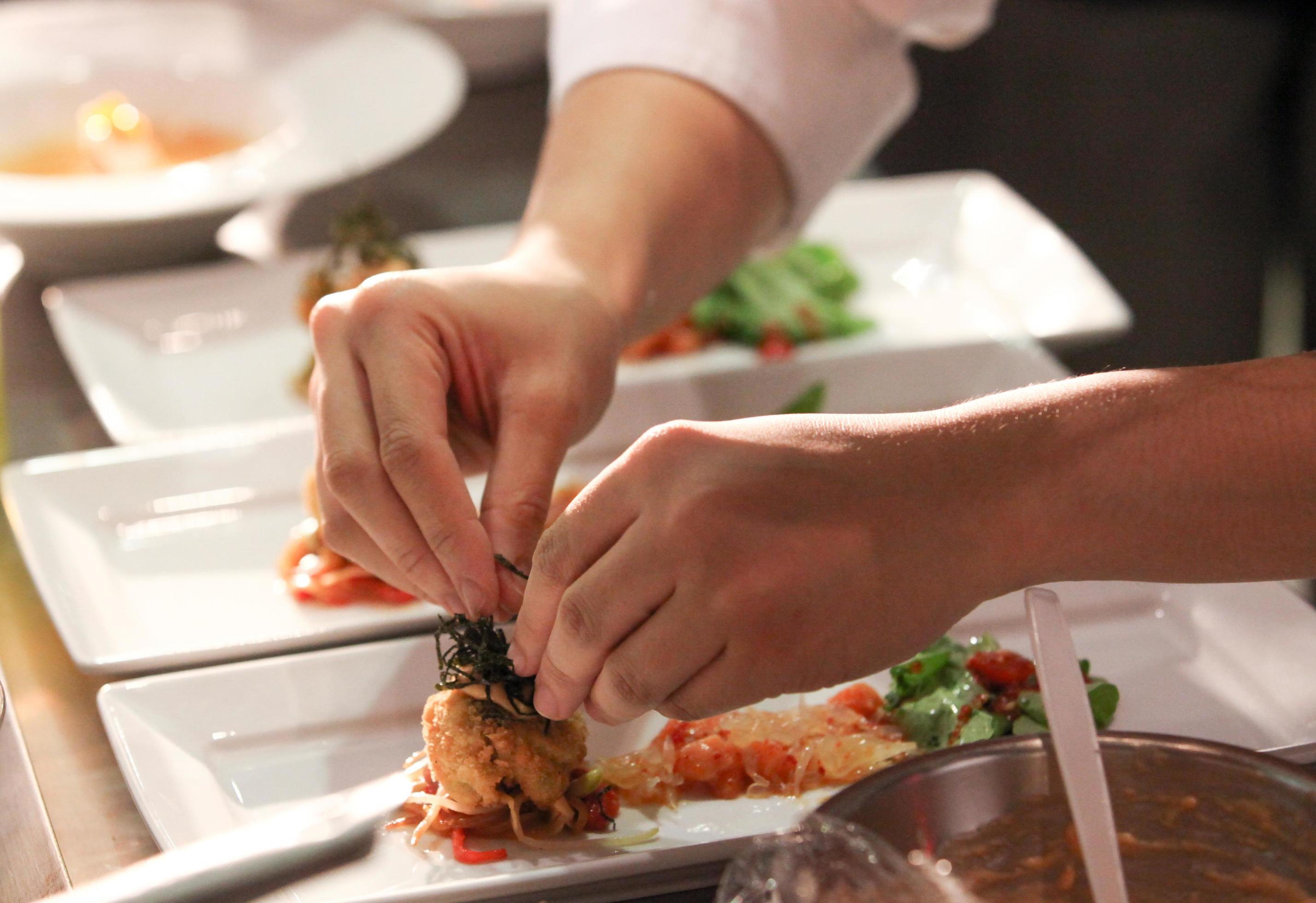 Chef cooking, Chef preparing food in the kitchen Stock Free