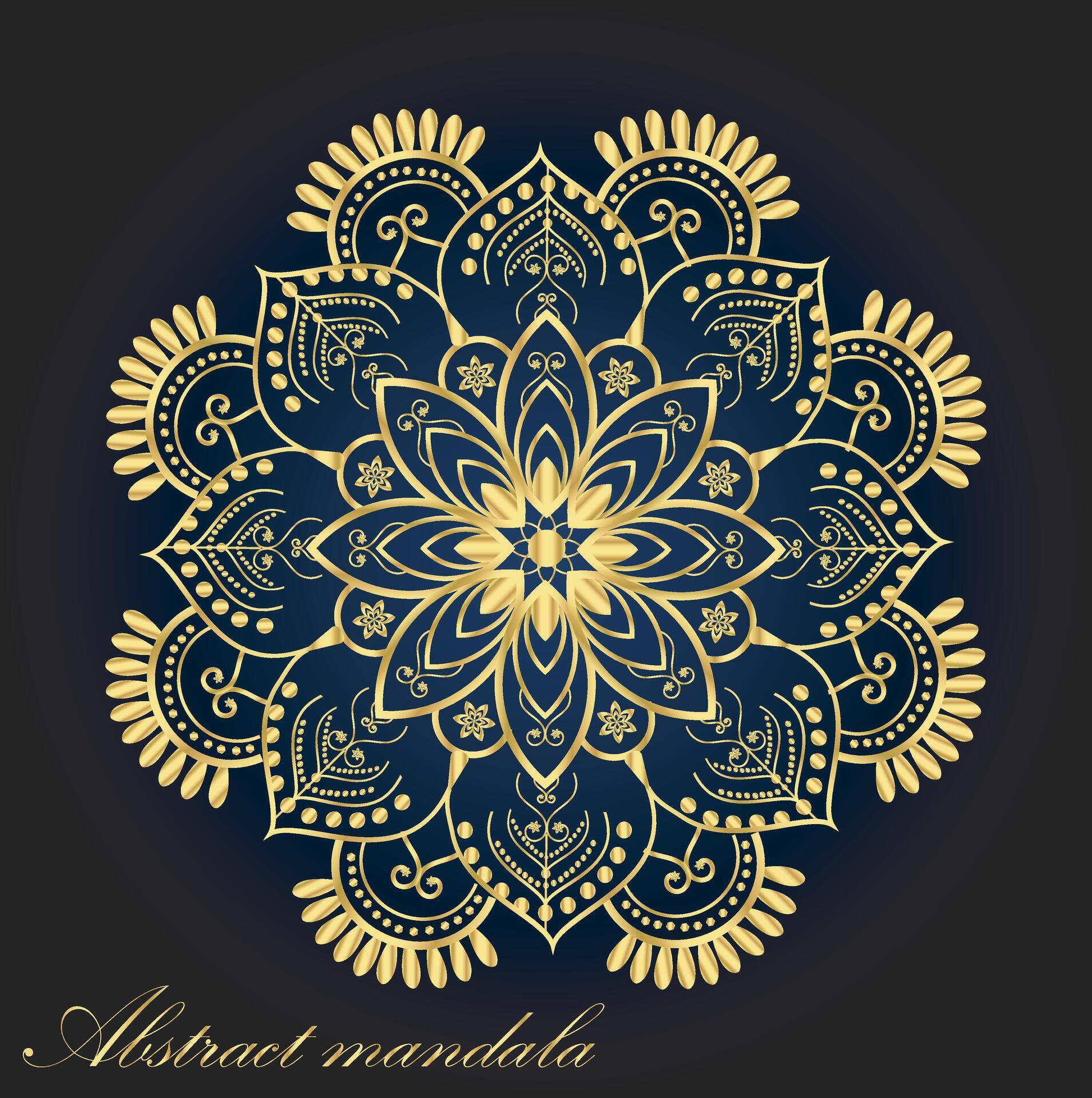 Abstract golden ornament and flower mandala Stock Free