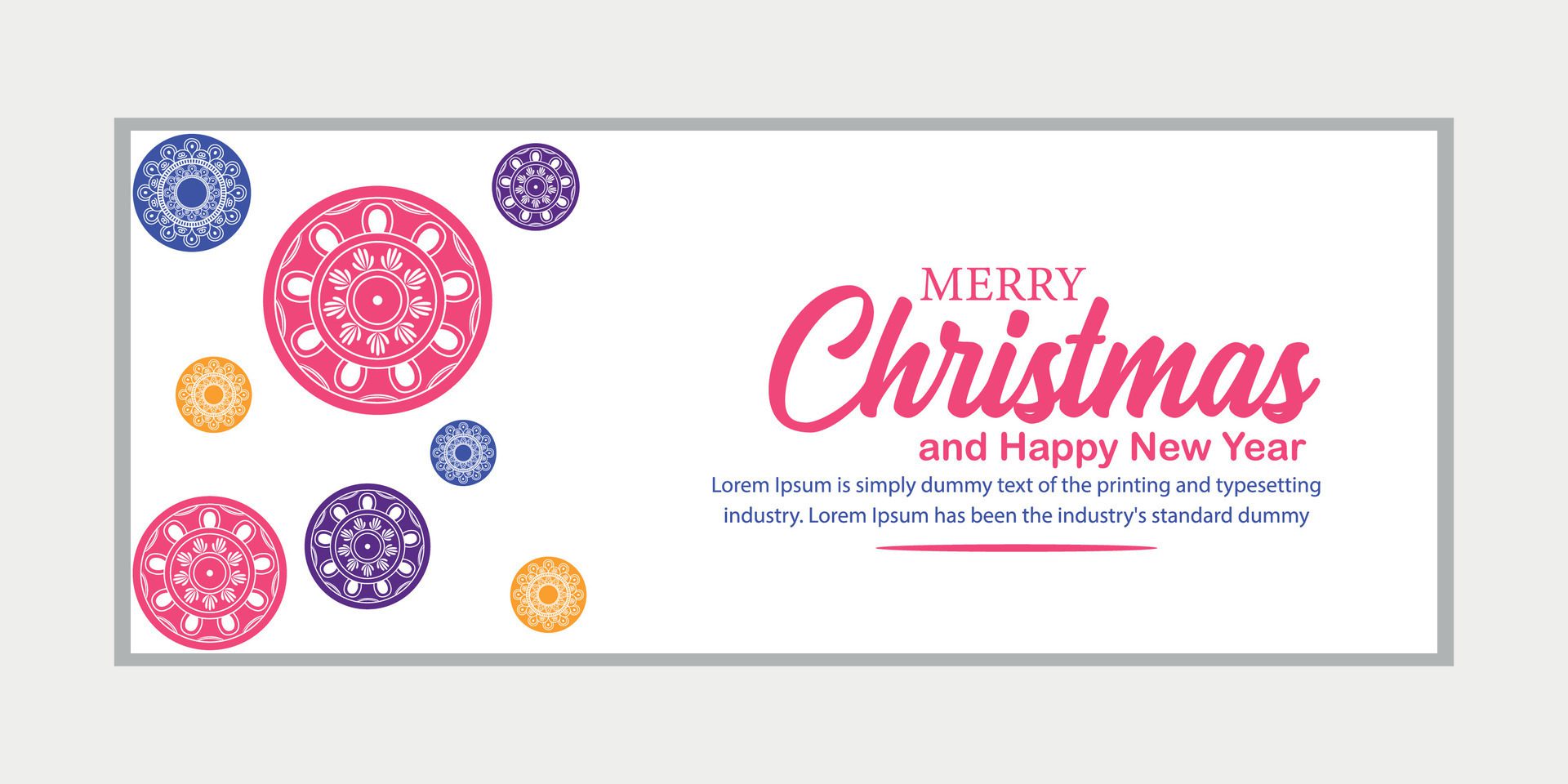 merry christmas banner set and happy new year banner, social media cover and web banner,Merry Christmas design for greeting card, Free Vector