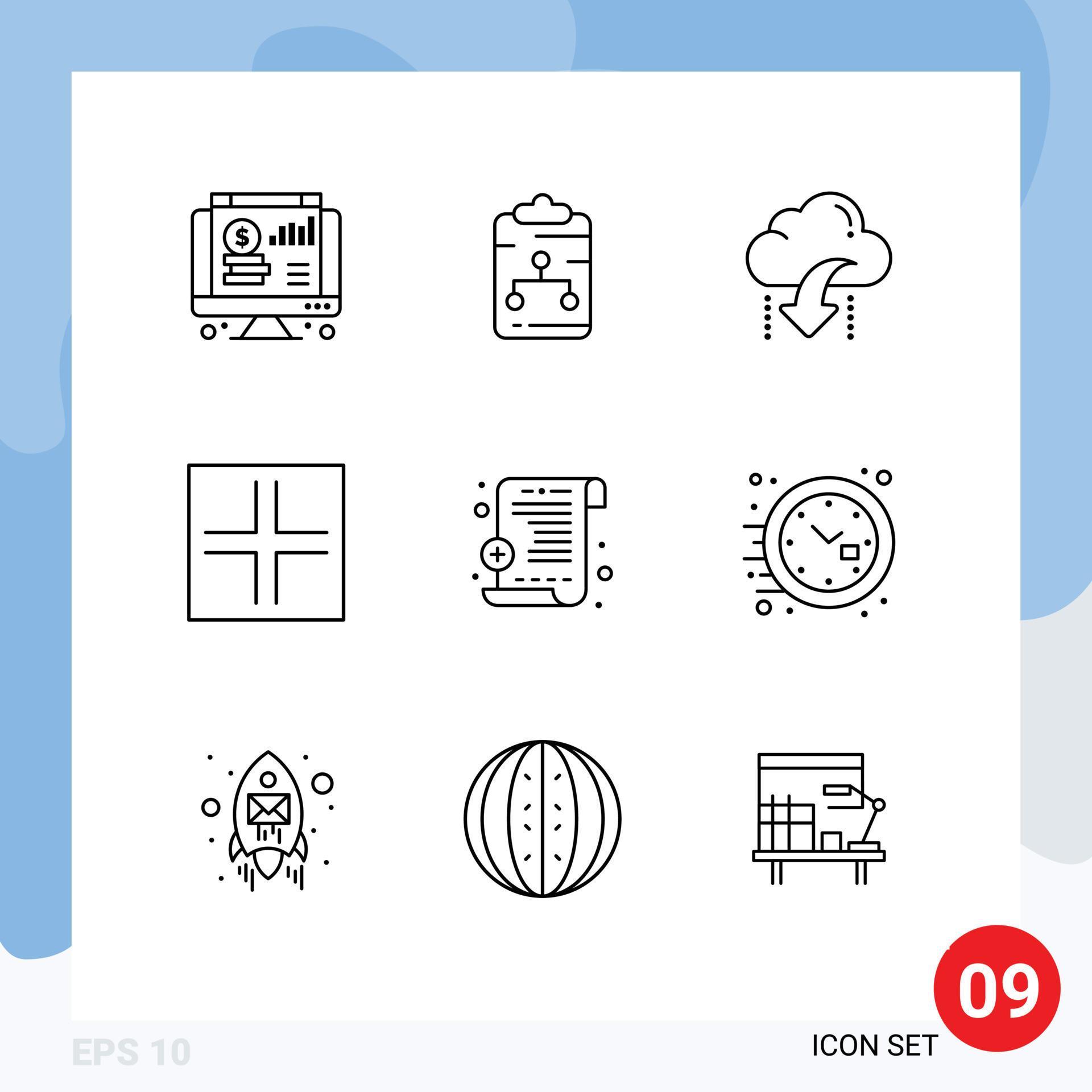 Group of 9 Outlines Signs and Symbols for medical report symbols paper arrows arrow Editable Vector Design Elements Stock Free