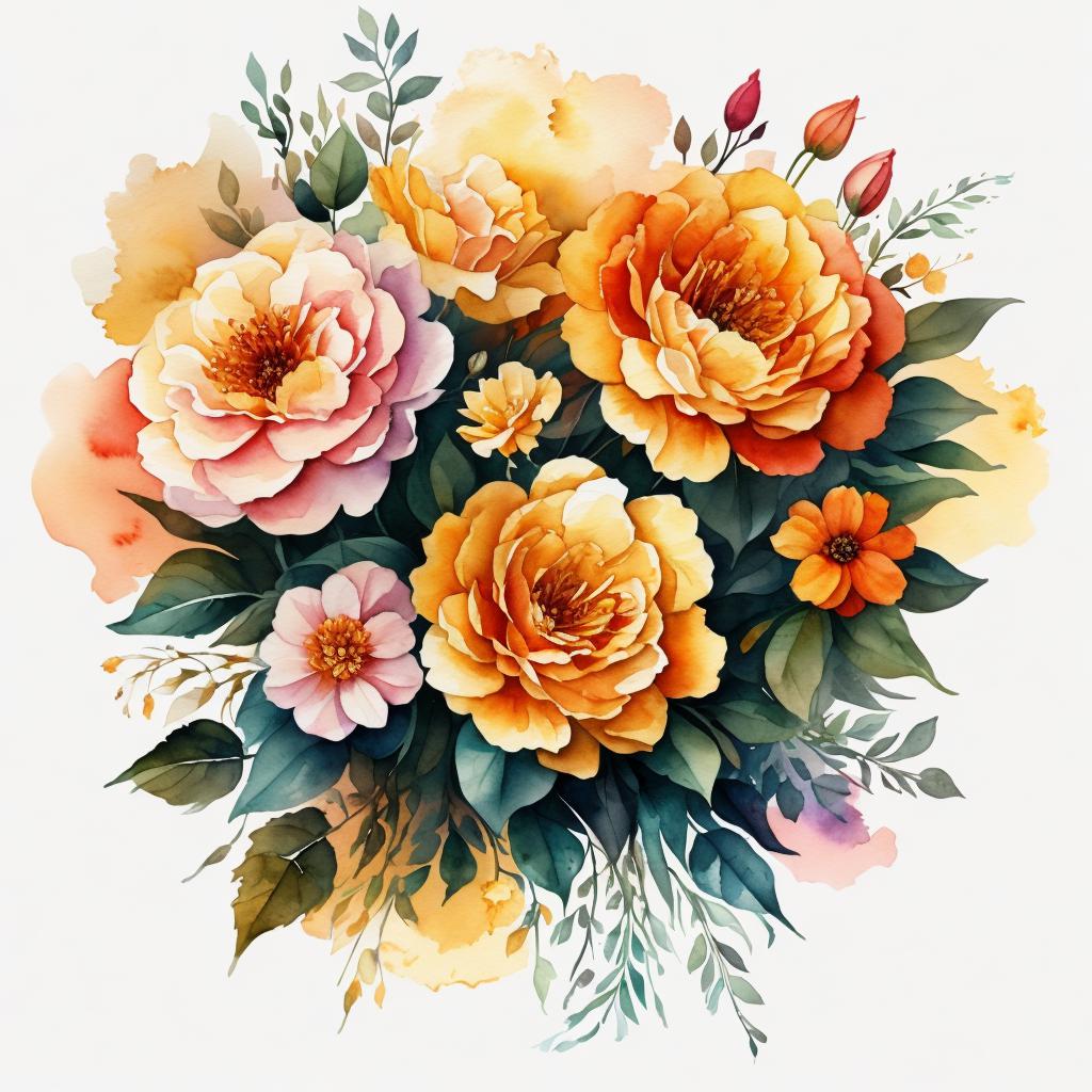 Flowers HD,Watercolor,Transparent,Trending on artstation,Golden by @ai_generated