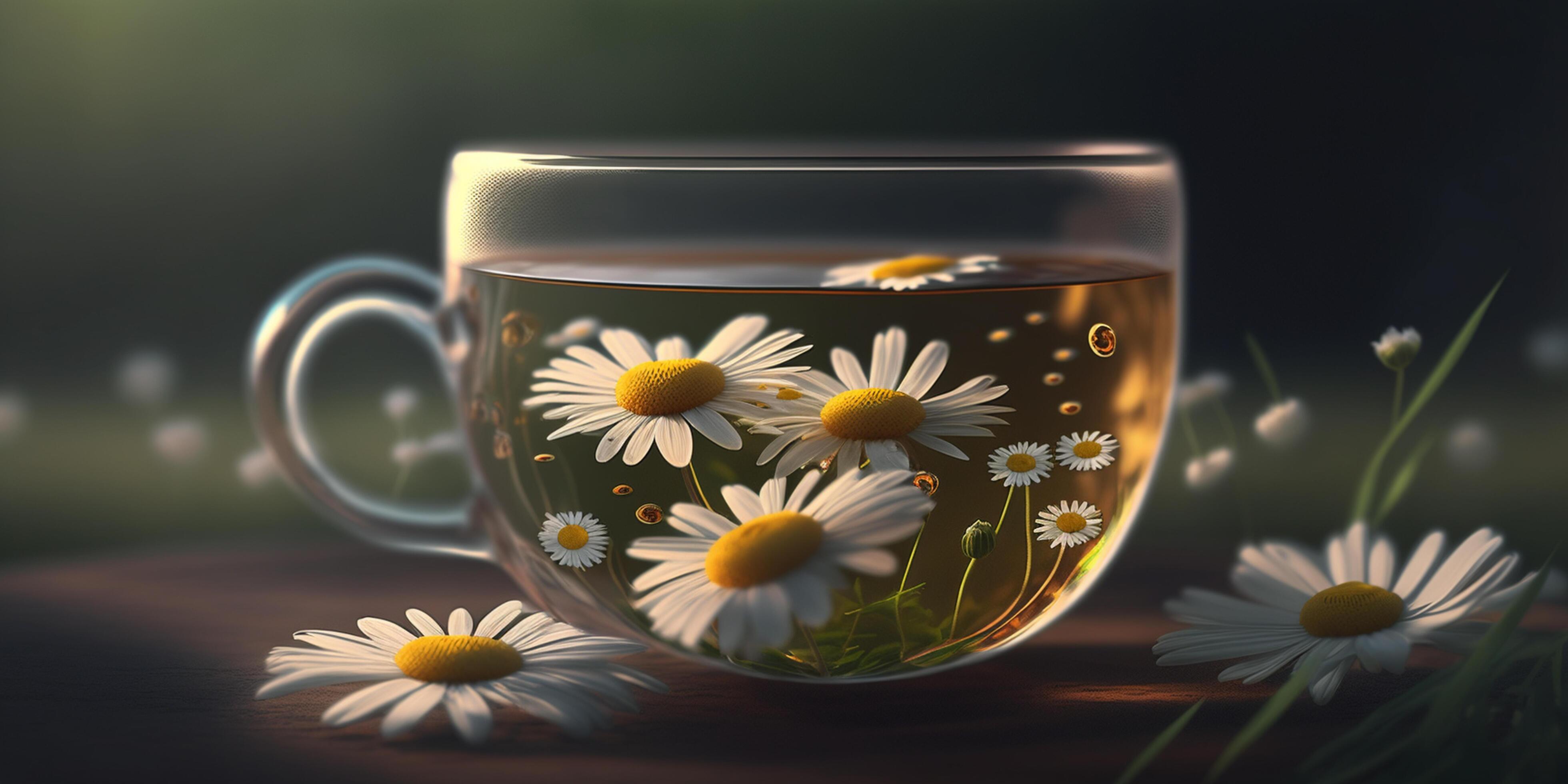 Glass Jar Filled with Chamomile Flowers, Illustrated Stock Free