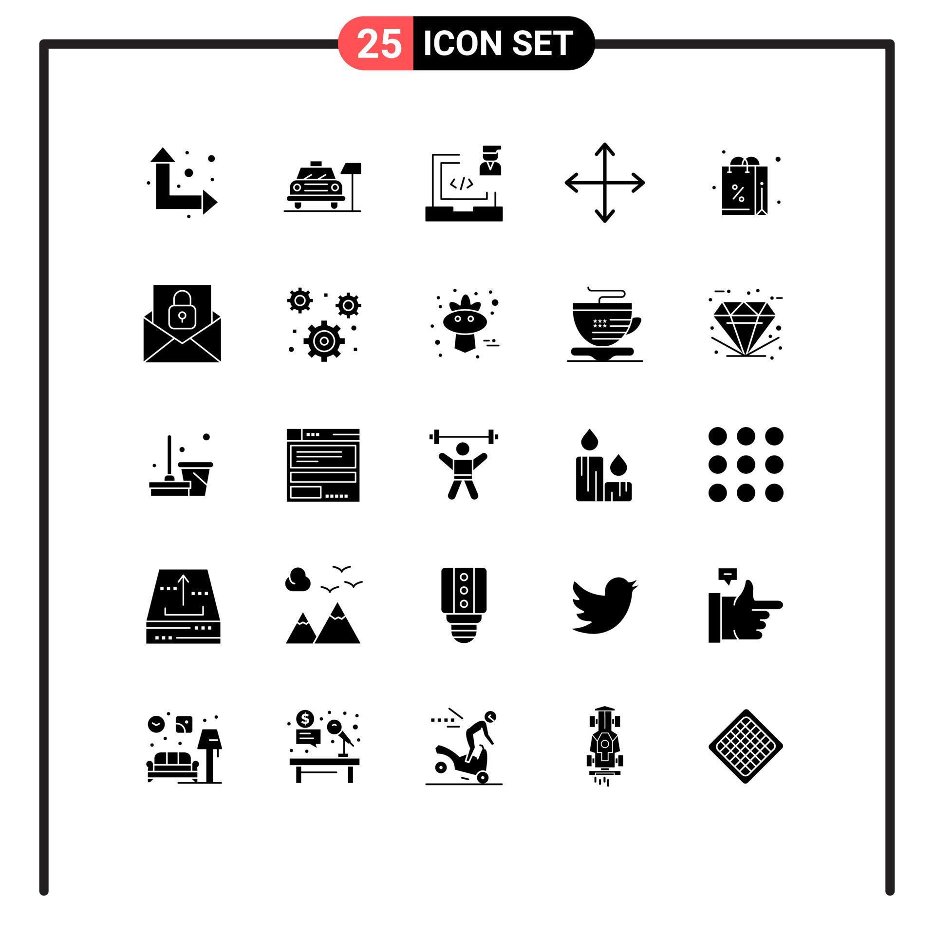 Universal Icon Symbols Group of 25 Modern Solid Glyphs of gift opposites develop navigation arrows Editable Vector Design Elements Stock Free