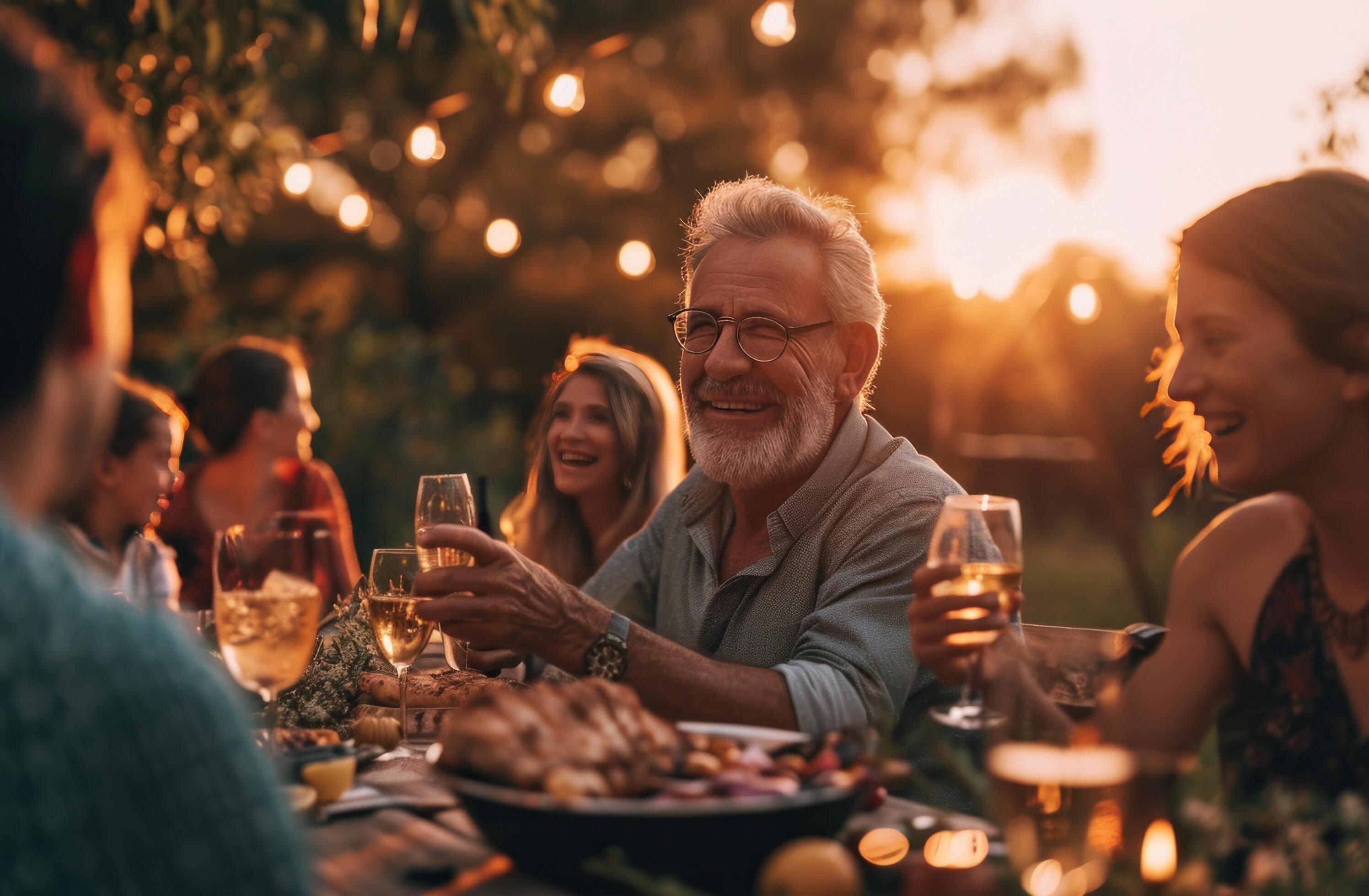 AI generated father celebrating grill party with family Stock Free