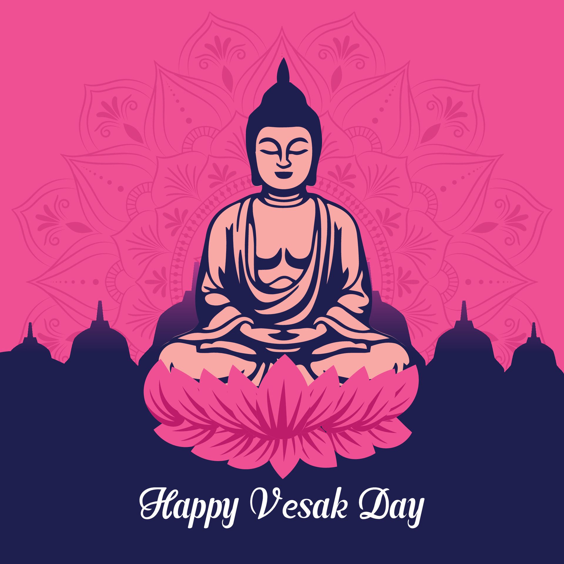 Flat vesak day illustration festival celebration and vesak day Banner Free Vector