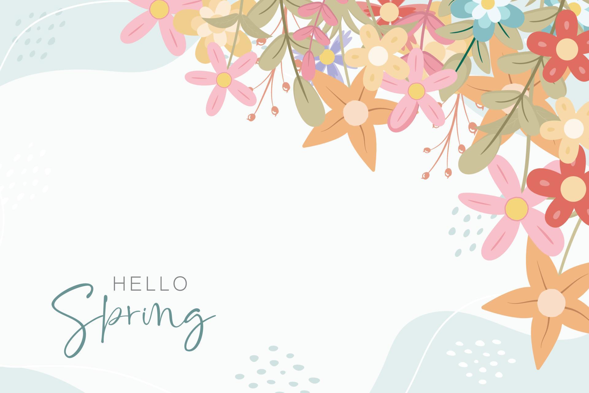 Beautiful hand drawn spring flower background Stock Free