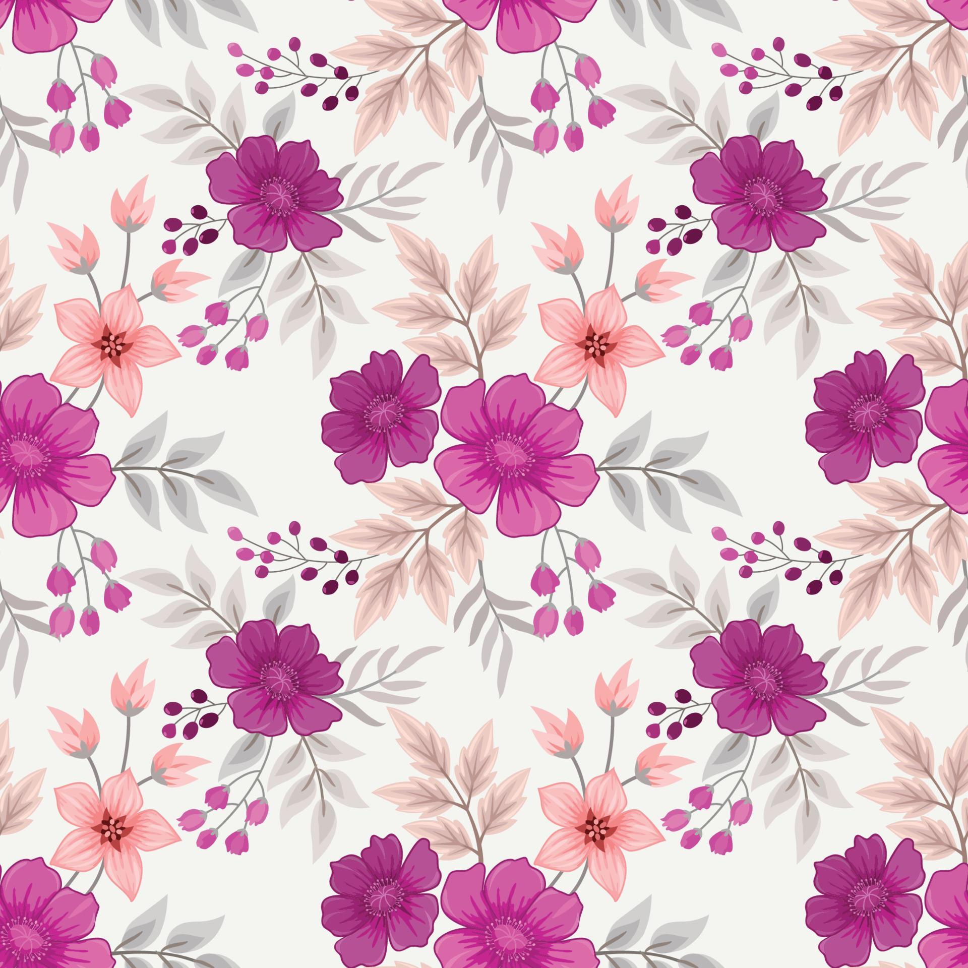 Colorful hand draw flowers seamless pattern. Stock Free