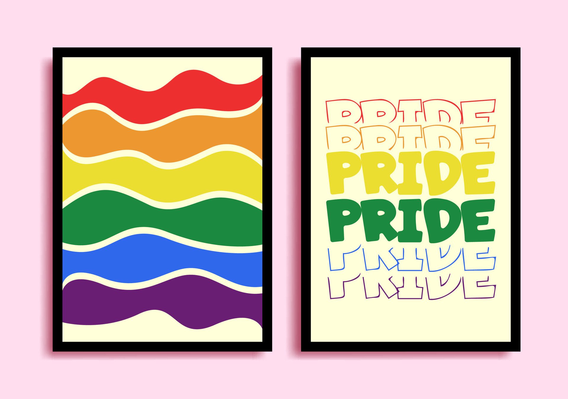 set of abstract LGBT pride month background, wall decor, banner, wallpaper, wall decor, poster, greetings card Free Vector