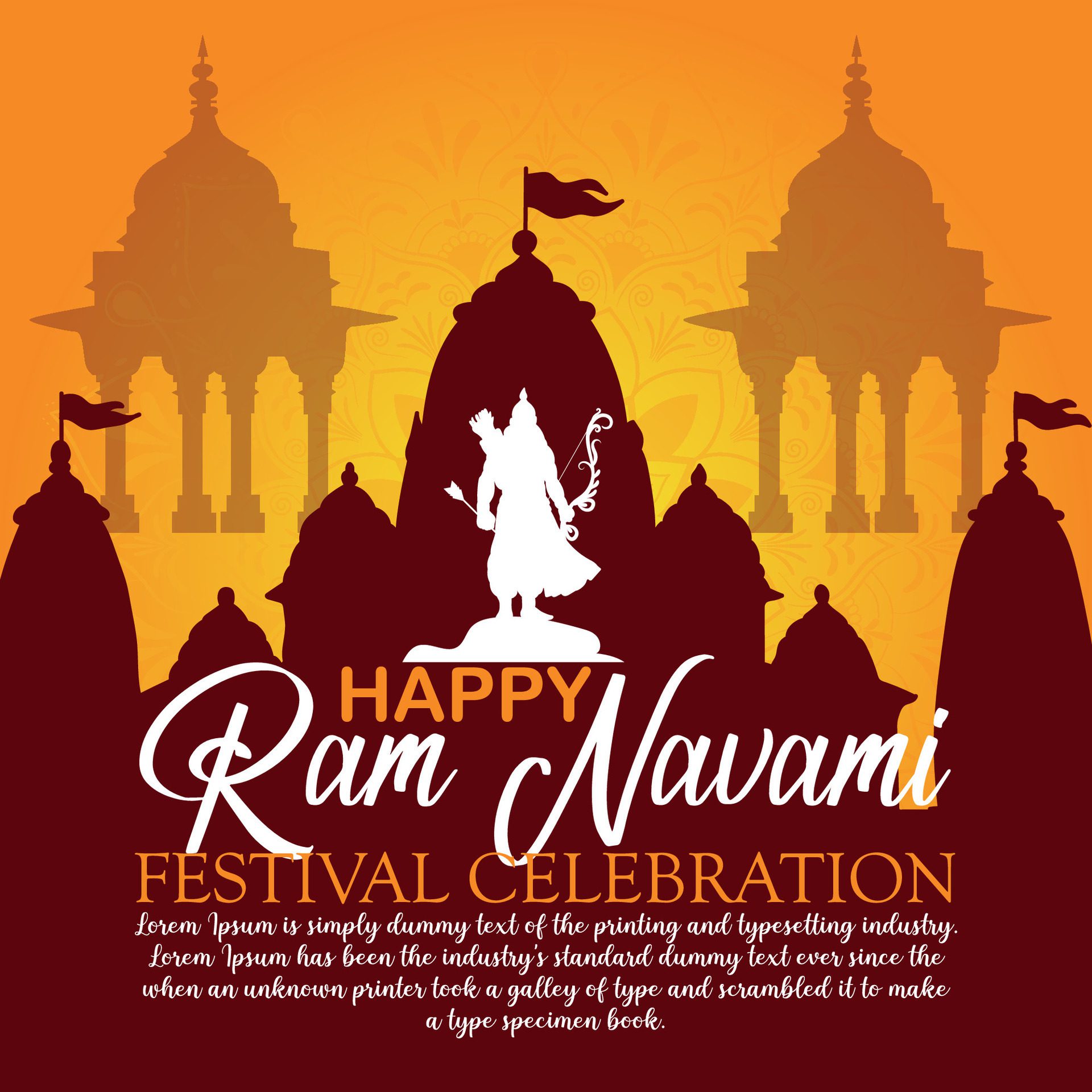 Happy Ram Navami cultural Banner Hindu festival vertical post wishes celebration card Ram Navami celebration background Free Vector