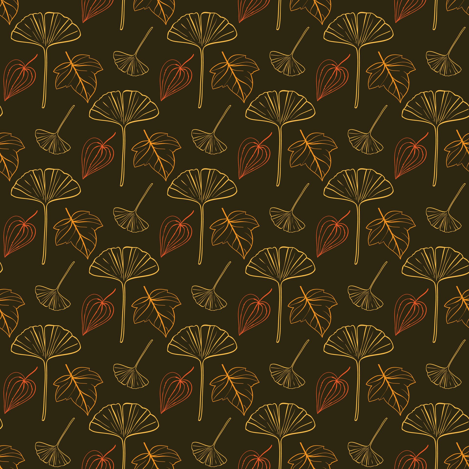 Autumnal Ginkgo Seamless Pattern Design Free Vector