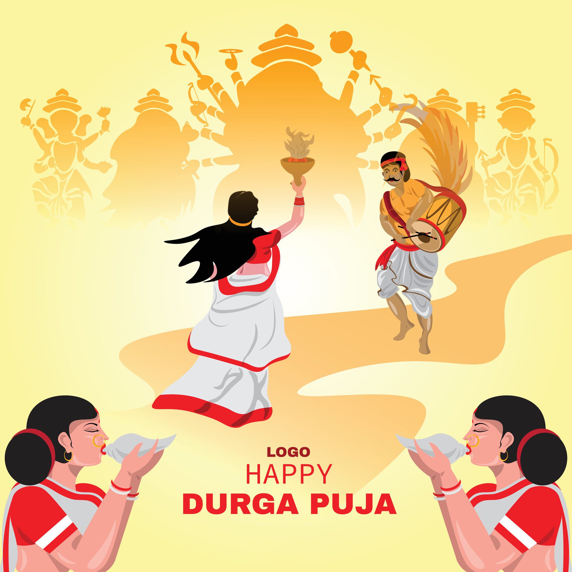 Durga pooja banner Free Vector