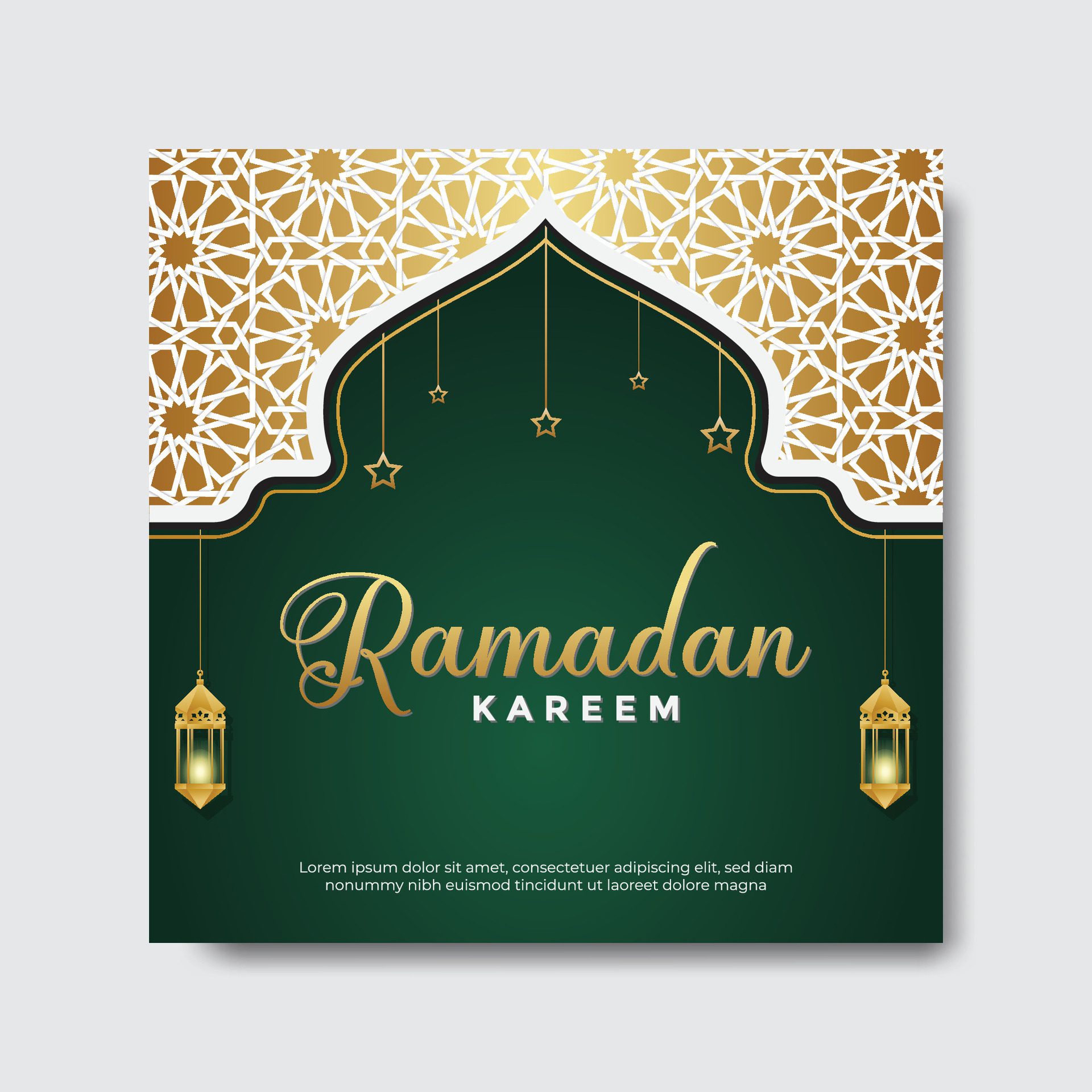 Ramadan Kareem Greetings Social Media Banner Post Design Template Free Vector